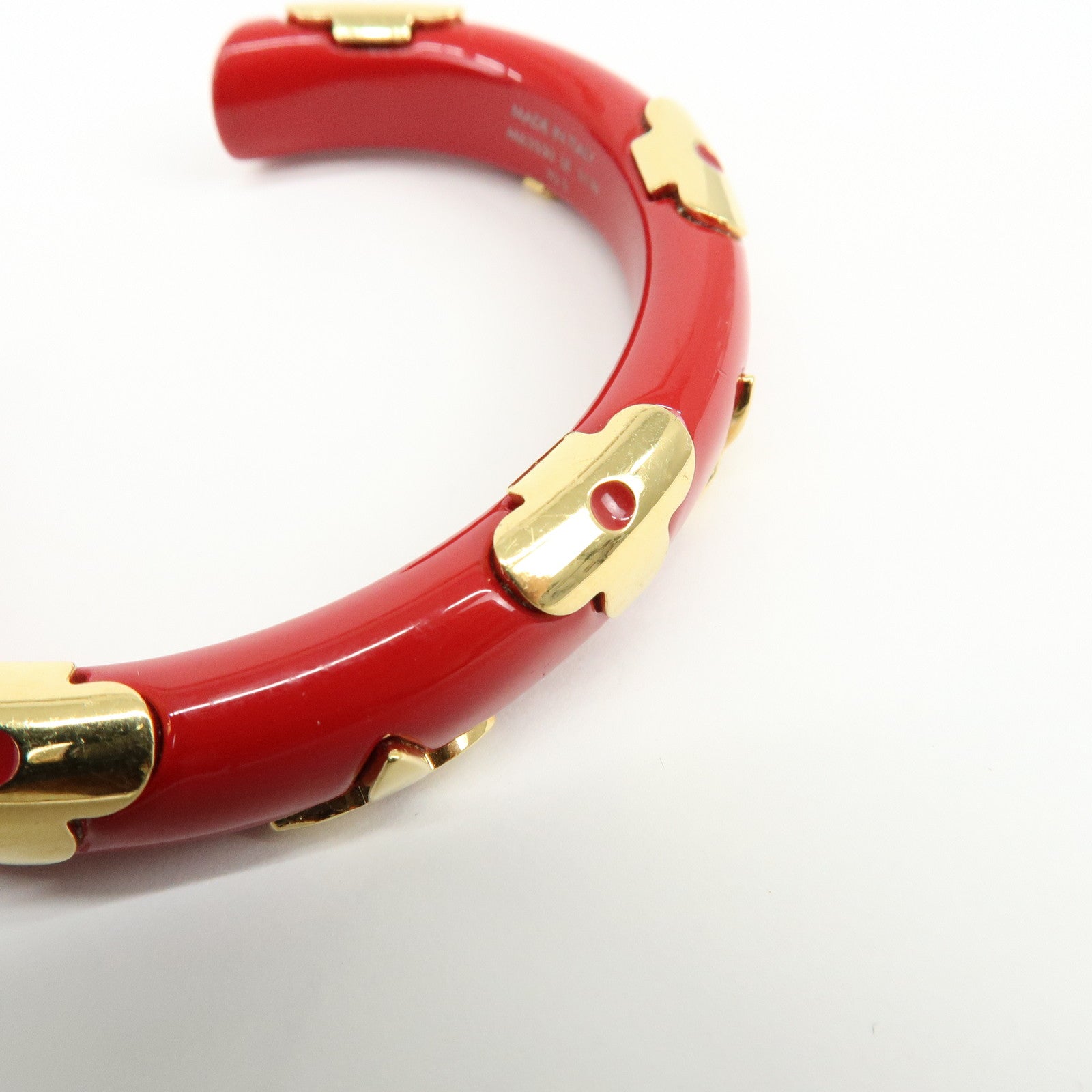 Louis Vuitton Monogram Ceramic Metal Bracelet Bangle Red Gold