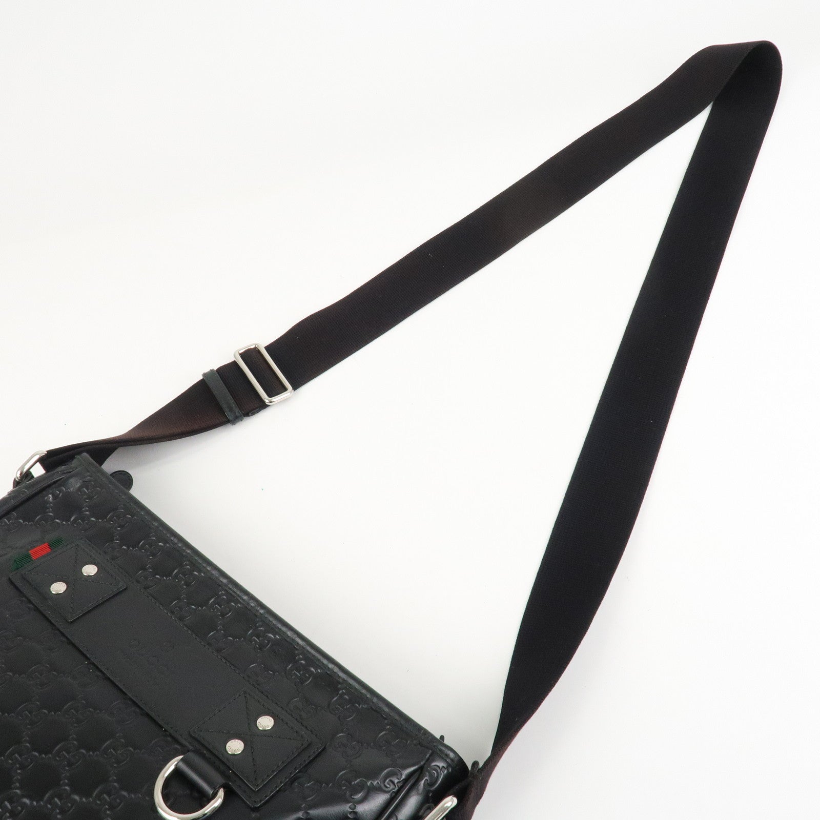 GUCCI Sherry Guccissima Leather Shoulder Bag Black 322080