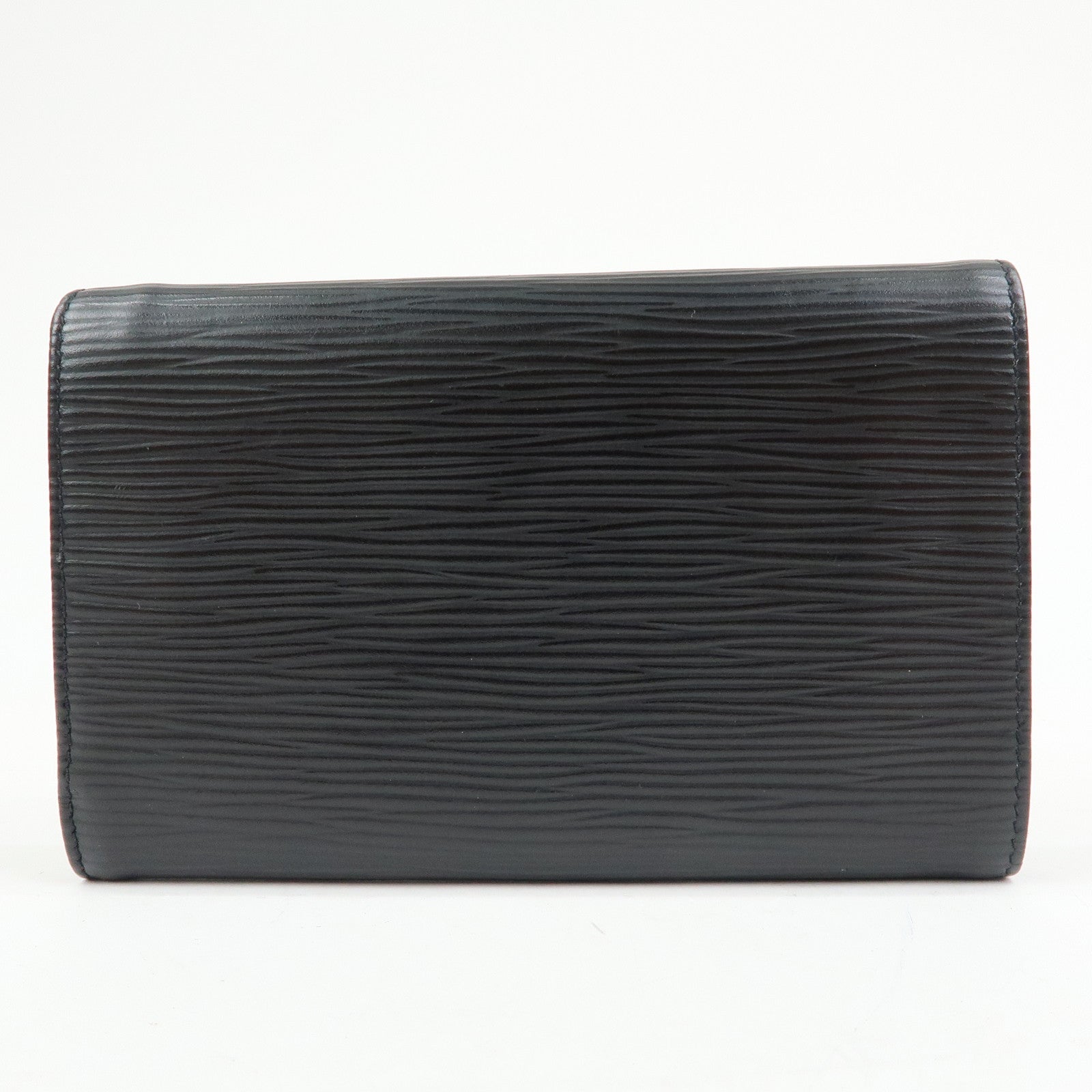 FENDI Embossed Leather Long Flap Wallet Black 30858