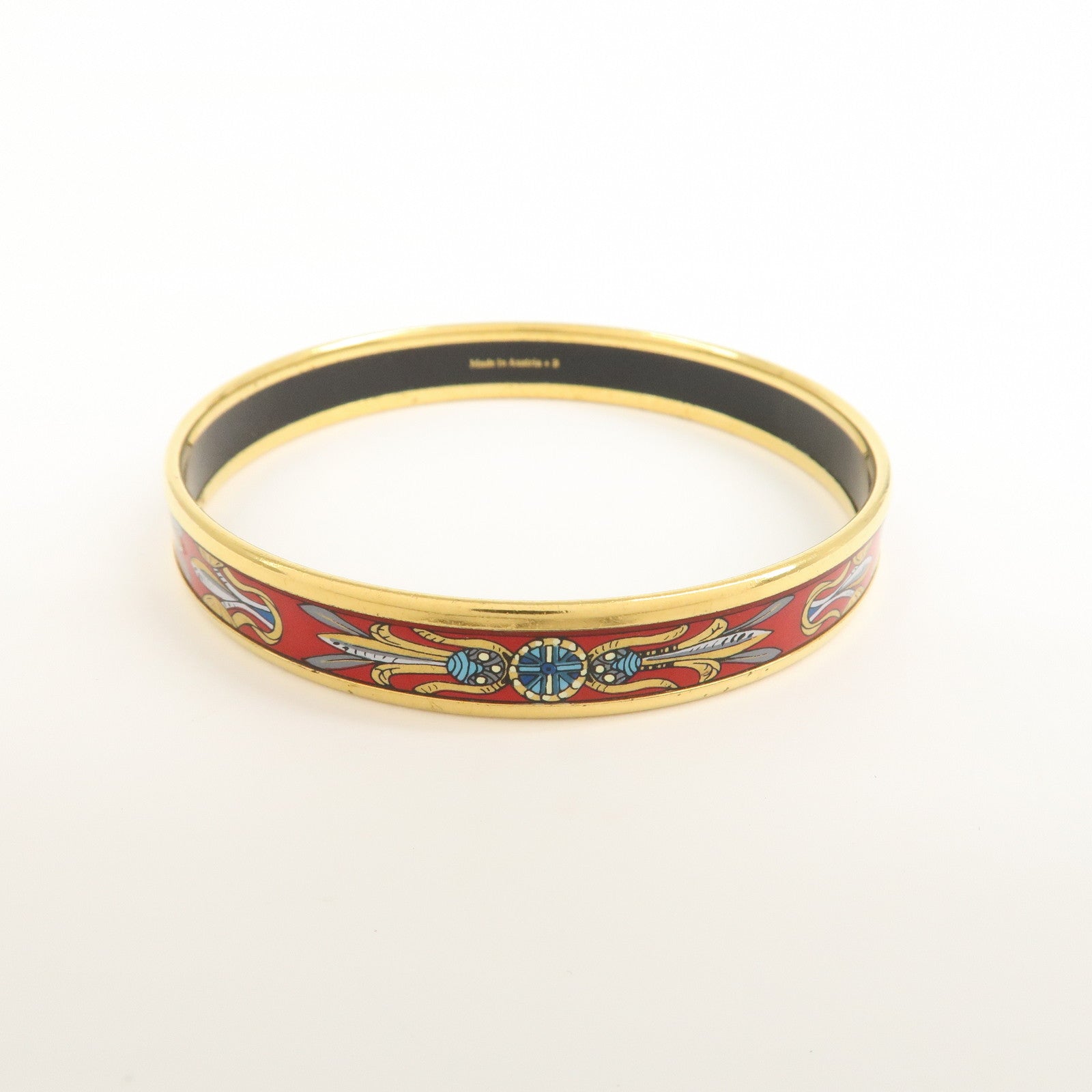 HERMES Email PM Metal Bracelet Bangle Red Gold