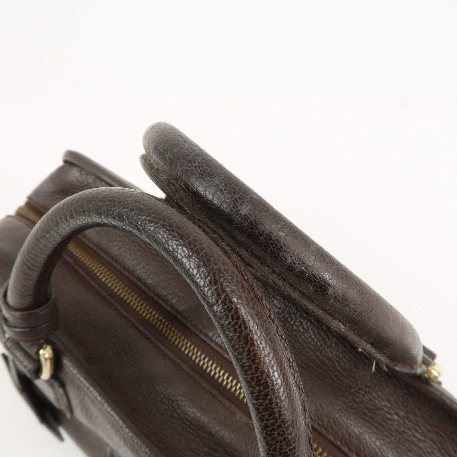 LOEWE Anagram Amazona 28 Leather Hand Bag Boston Bag Brown