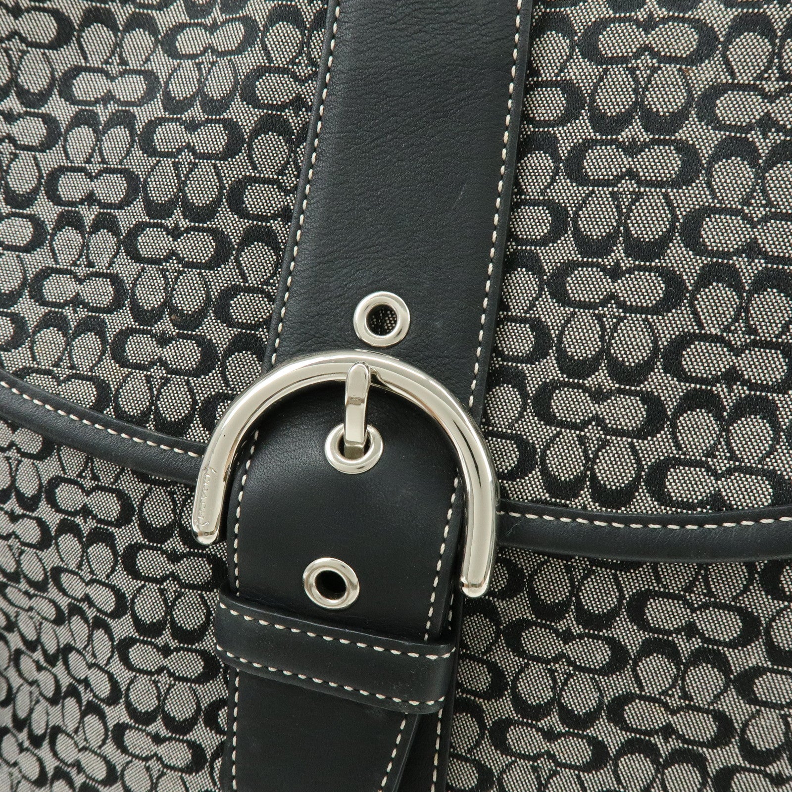 COACH Signature Canvas Leather Shoulder Bag Crossbody Bag Black