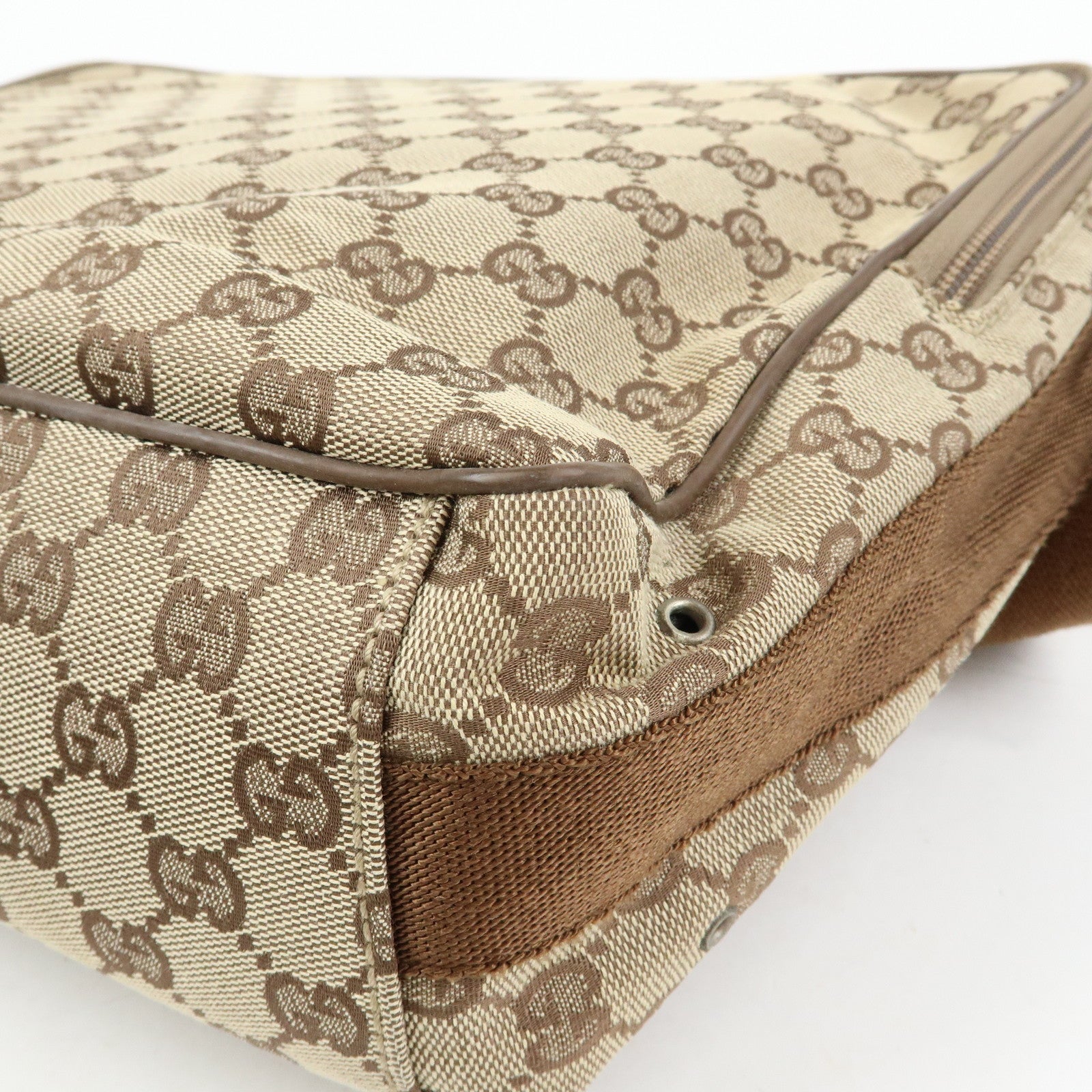 GUCCI GG Canvas Leather Shoulder Crossbody Bag Beige Brown 90474