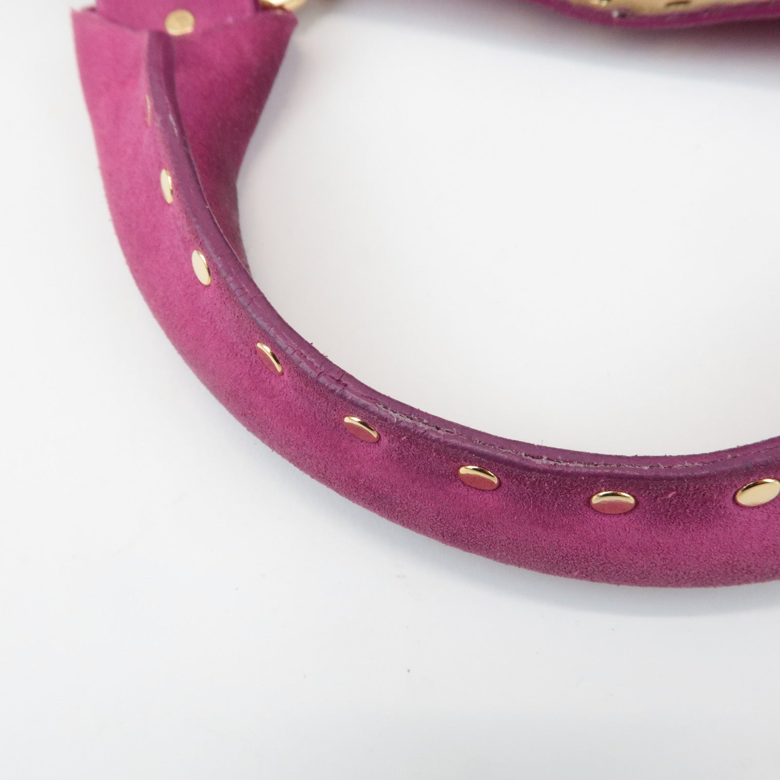 CELINE Suede Leather Studs Buggy Bag Hand Bag Pink Gold