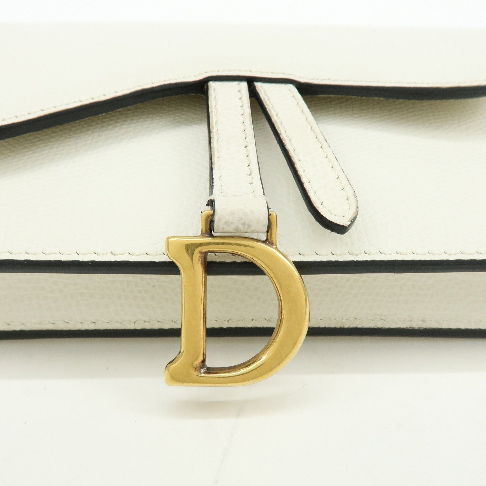 Christian Dior Saddle Calf Leather Waist Pouch Body Bag White