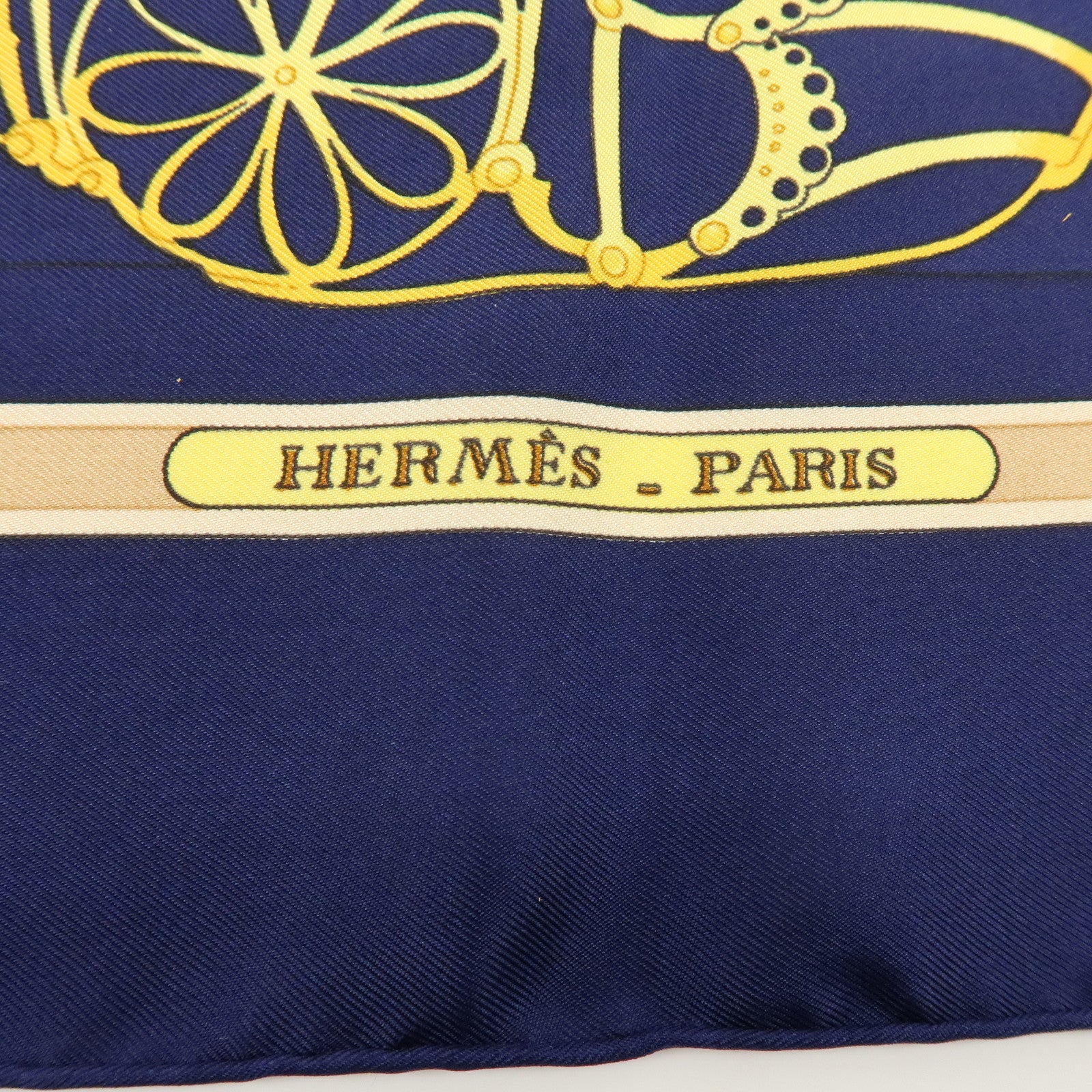 HERMES Carre 90 Silk 100% LES MUSEROLLES Scarf Navy