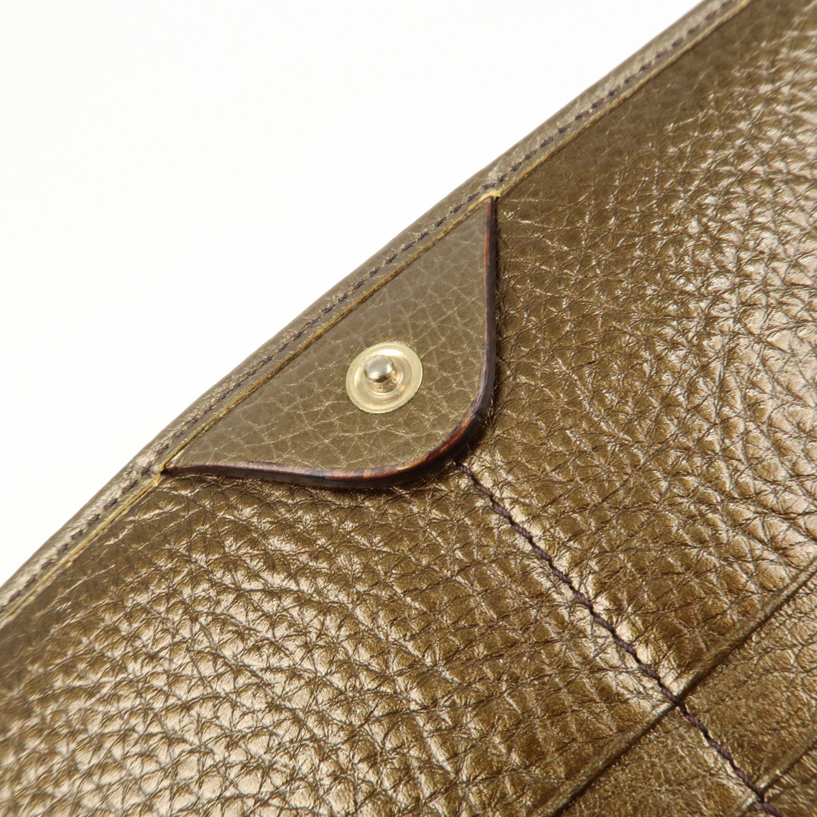 FENDI Zucca Canvas Leather Bi-fold Long Wallet Brown Gold 8M0000