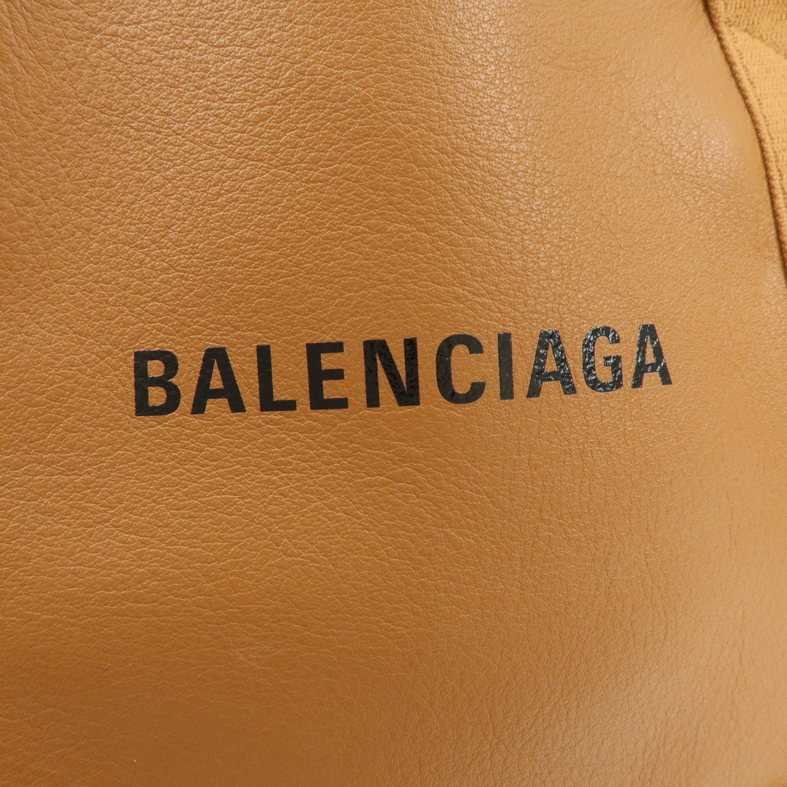 BALENCIAGA Navy Cabas Small Leather Tote Bag Hand Bag Brown 339933