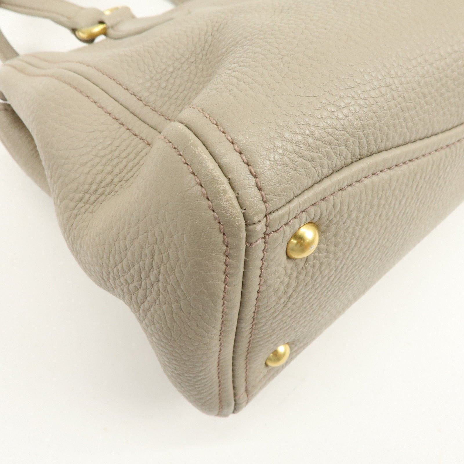 MIU MIU Leather 2Way Bag Hand Bag Shoulder Bag Beige RN0757