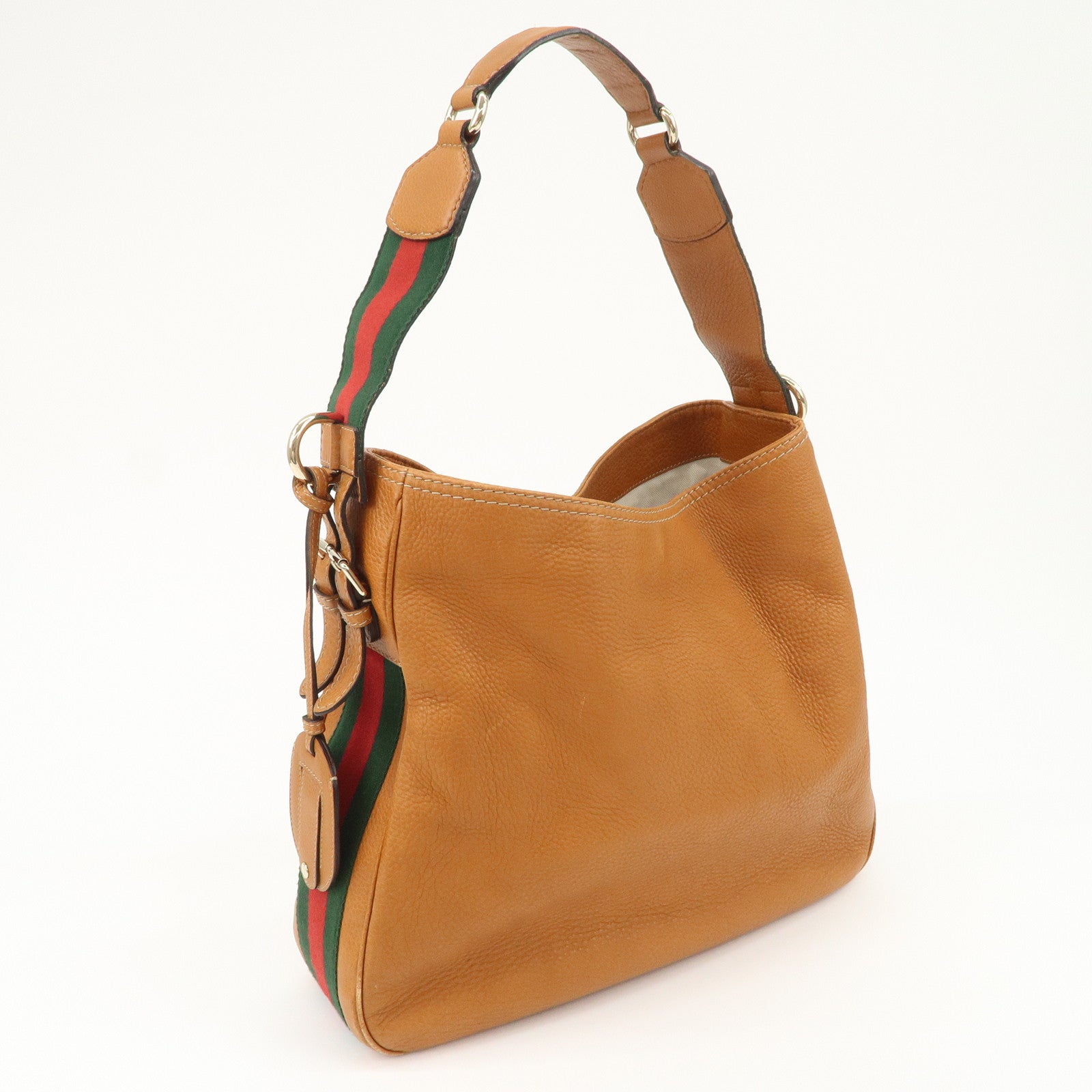 GUCCI Sherry Heritage Leather Shoulder Bag Brown 247597