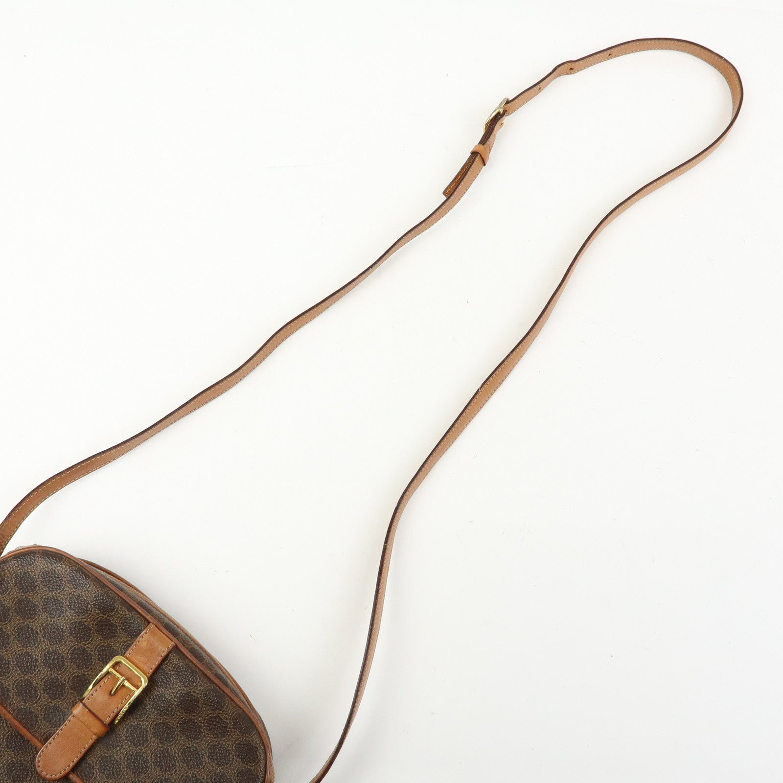 CELINE Macadam PVC Leather Shoulder Bag Crossbody Bag Brown