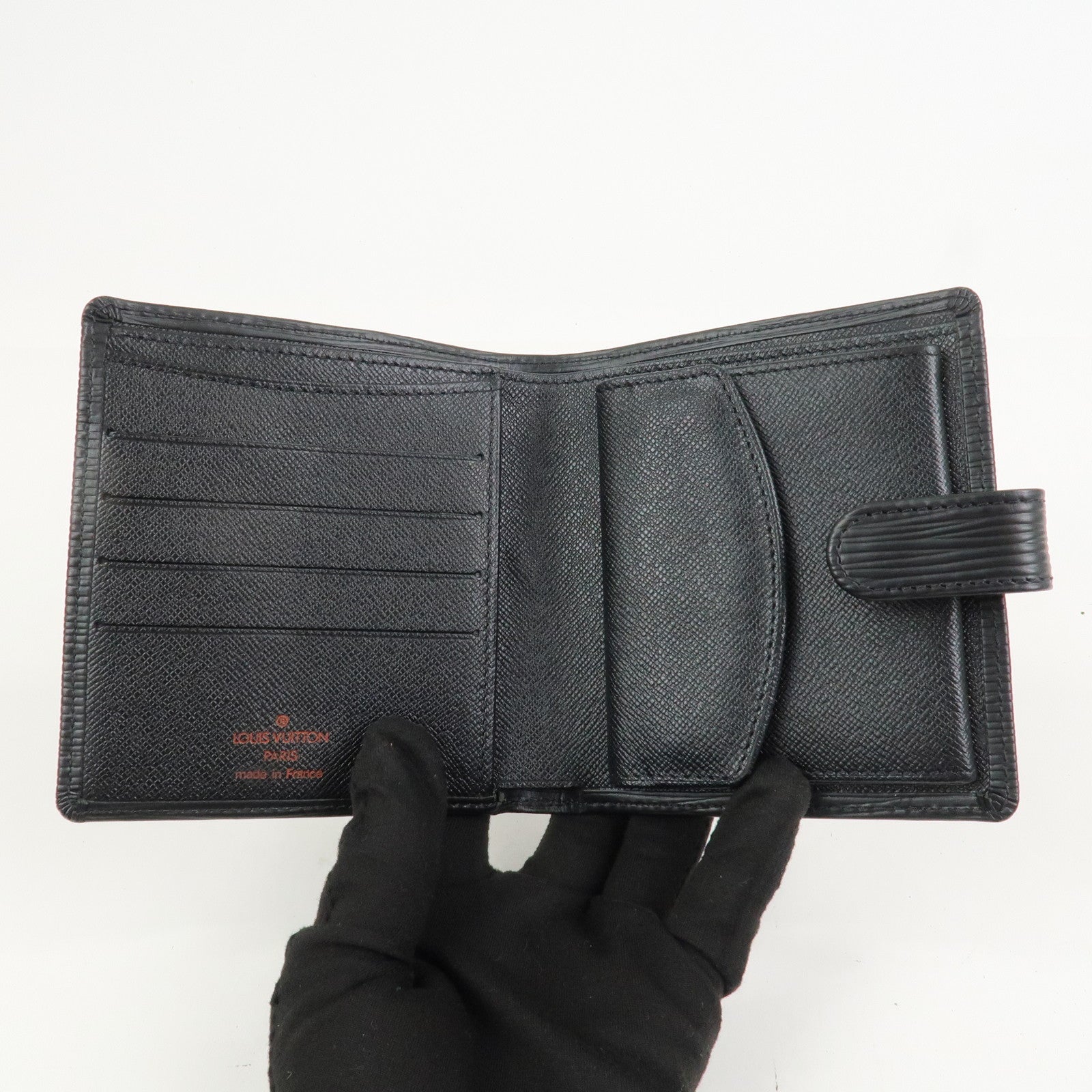 Louis Vuitton Epi Porte Billets Bi-Fold Compact Wallet Black M63552