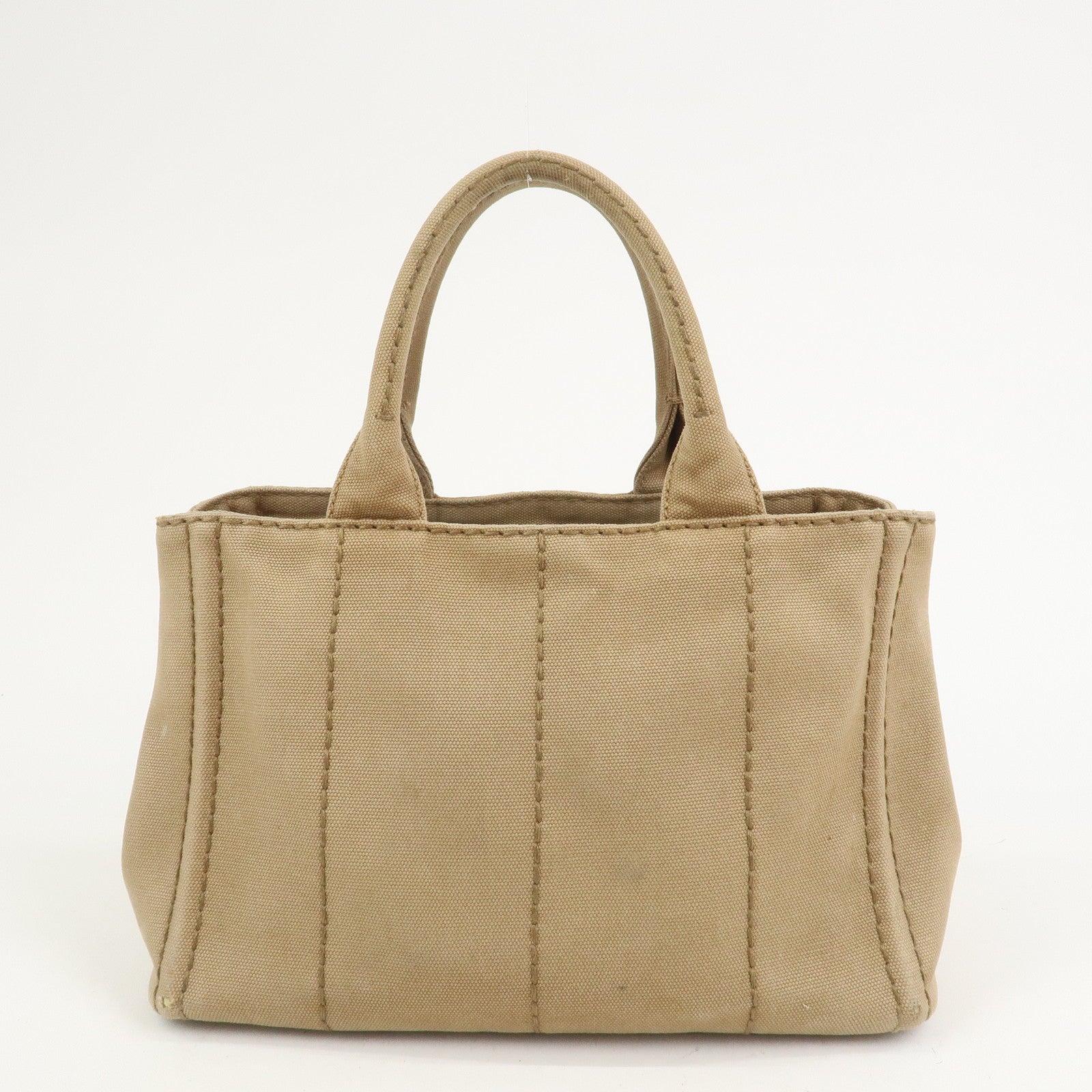 PRADA Logo Canapa Mini Canvas 2Way Bag Hand Bag Beige 1BG439
