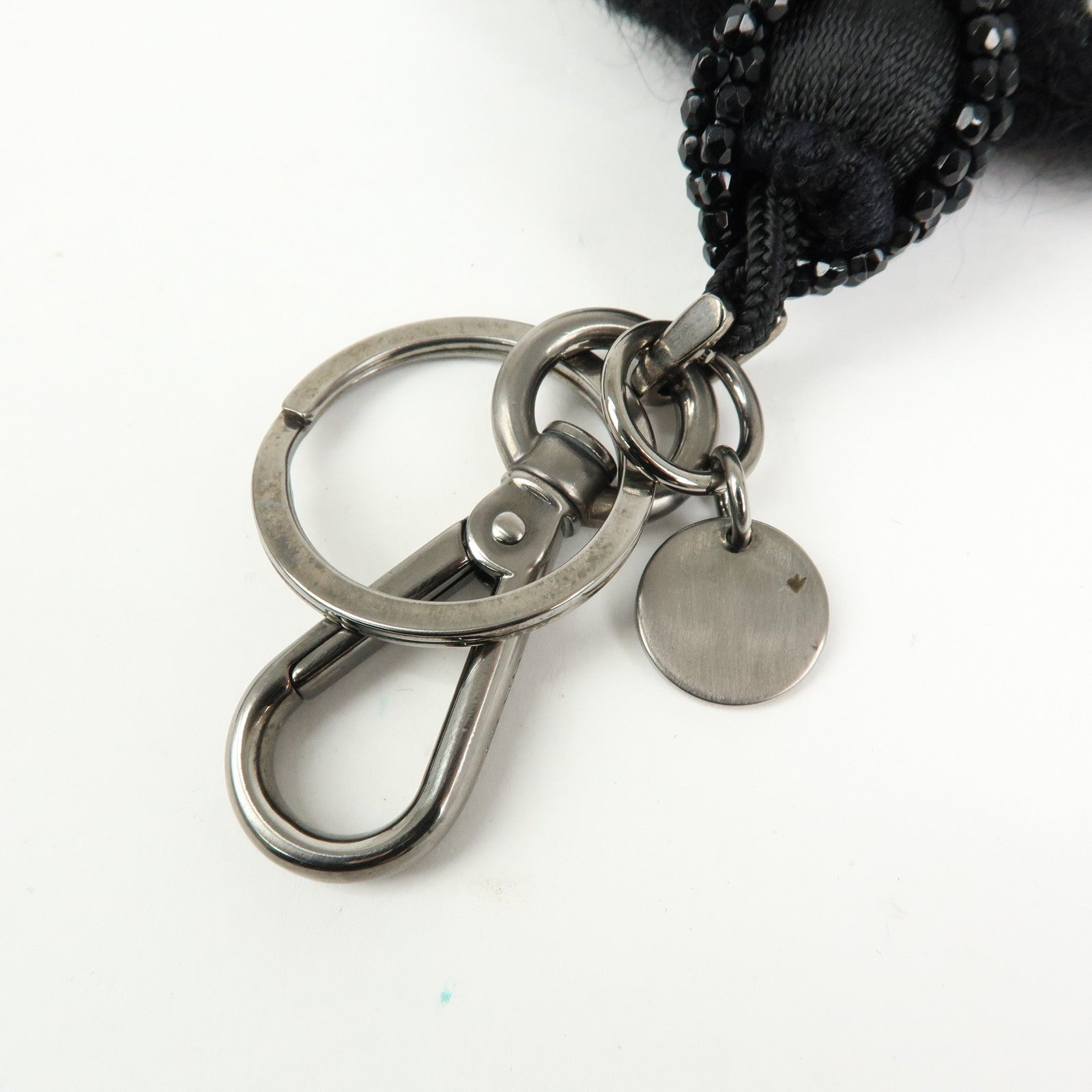 PRADA Set Of 2 Leather Metal Nylon Bag Charm Key Holder 2PP040