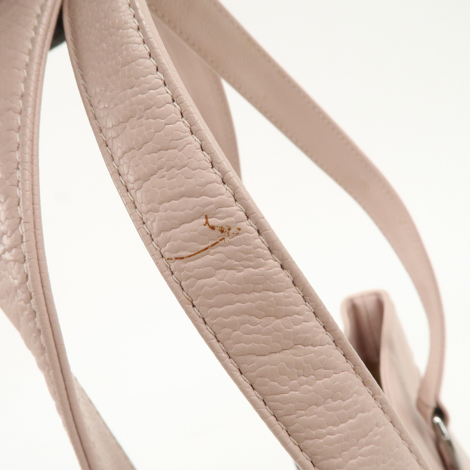 CHANEL Chocolate Bar Caviarskin Tote Bag Hand Bag Pink Silver Used