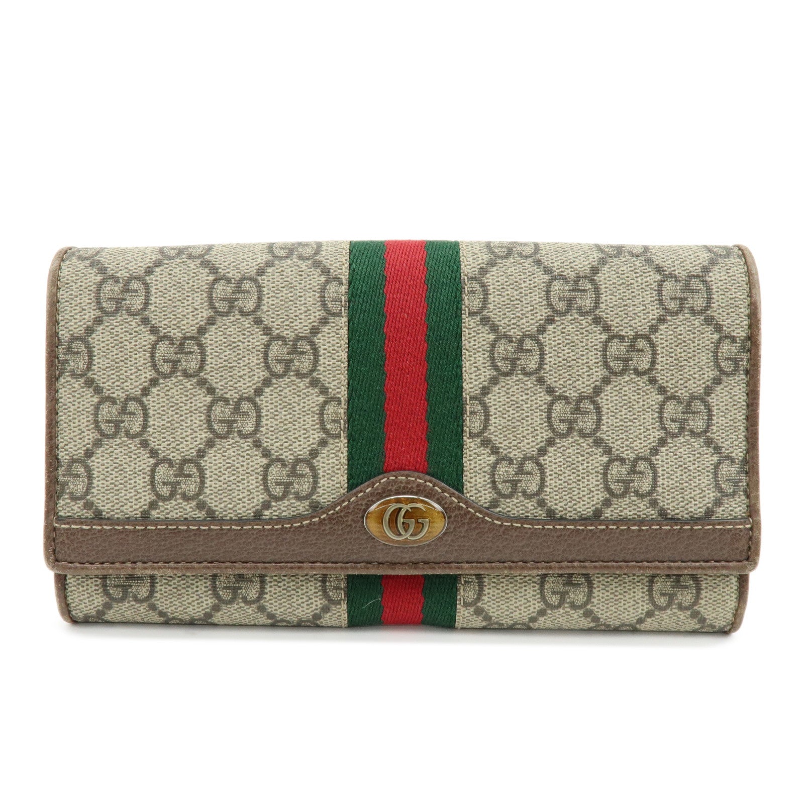 GUCCI Ophidia Sherry GG Supreme Leather GG Chain Wallet 546592