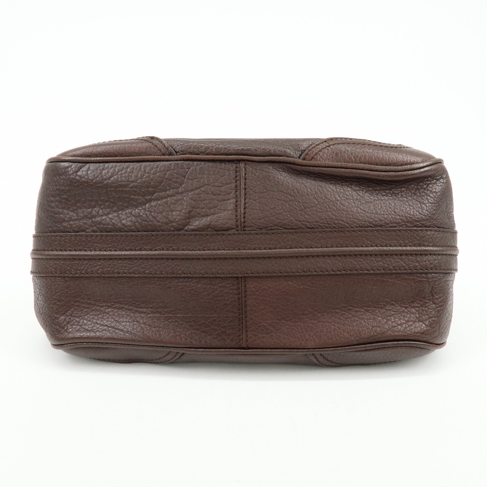 CELINE Macadam Leather Tote Bag Shoulder Bag Dark Brown