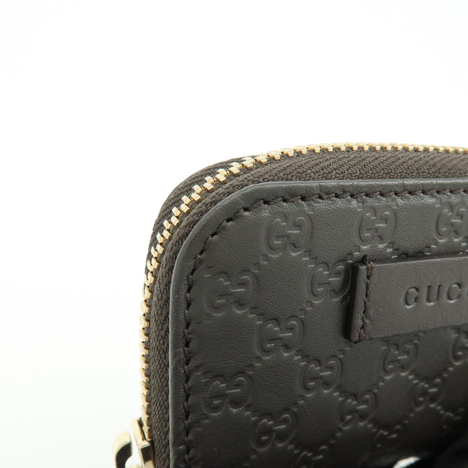 GUCCI Micro Guccissima Leather Coin Case Purse Dark Brown 449896