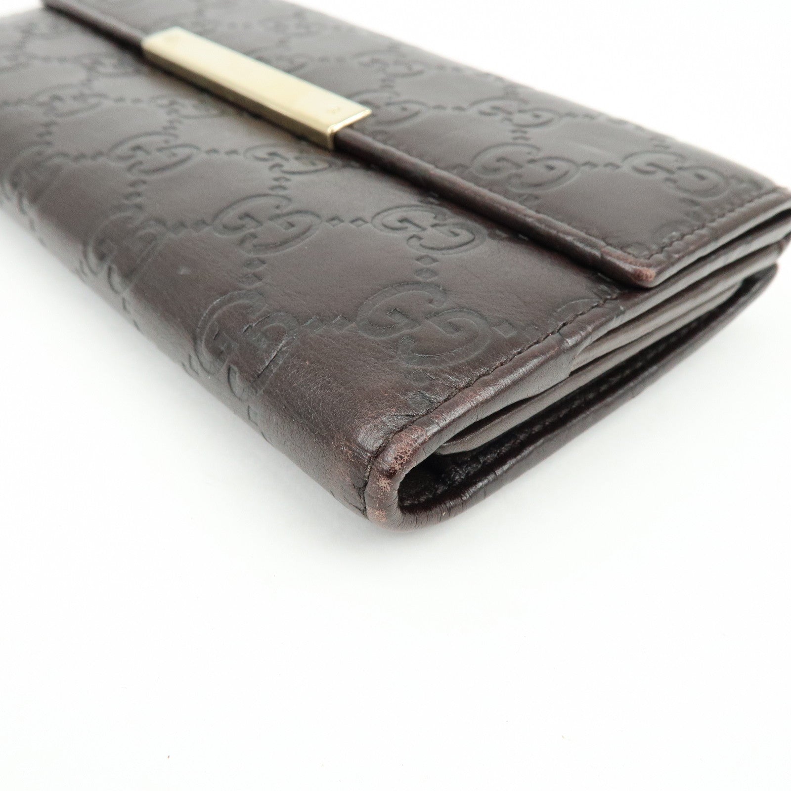 GUCCI Guccissima Leather Long Wallet Dark Brown 112715