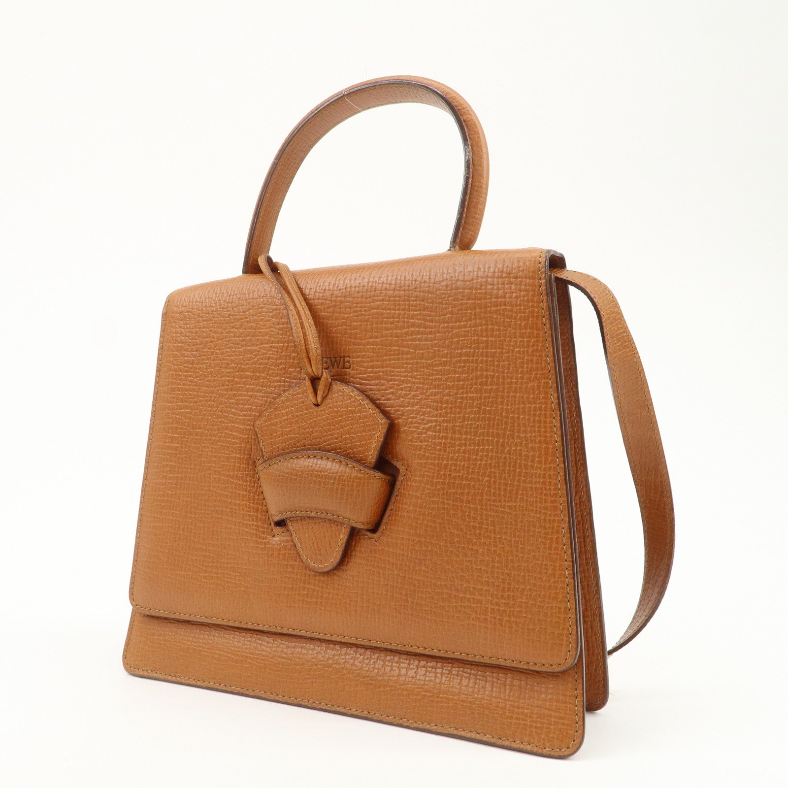 LOEWE Anagram Barcelona 2WAY Bag Shoulder Bag Hand Bag Brown