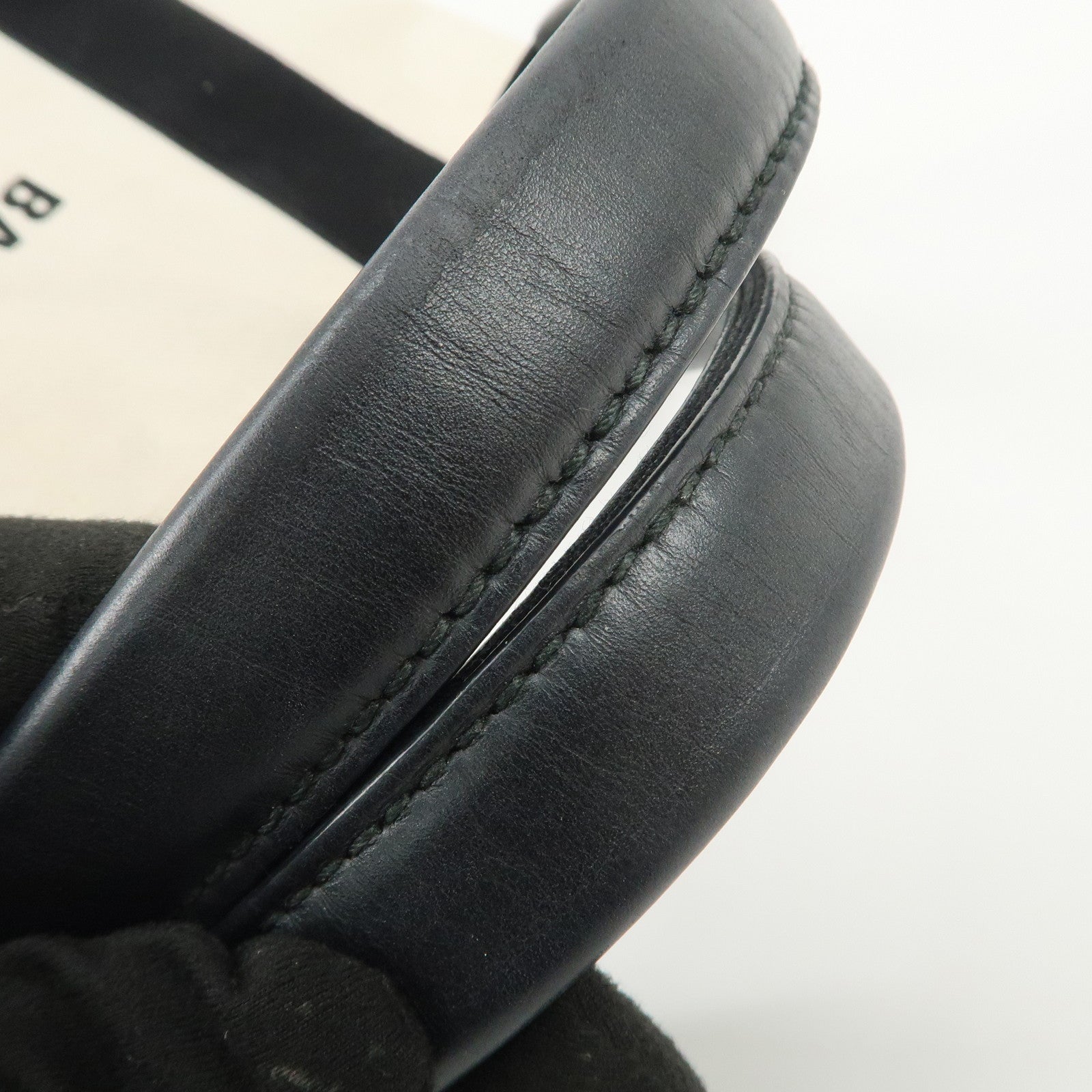 BALENCIAGA Navy Cabas S Cotton Calf Skin Tote Bag Hand Bag 339933