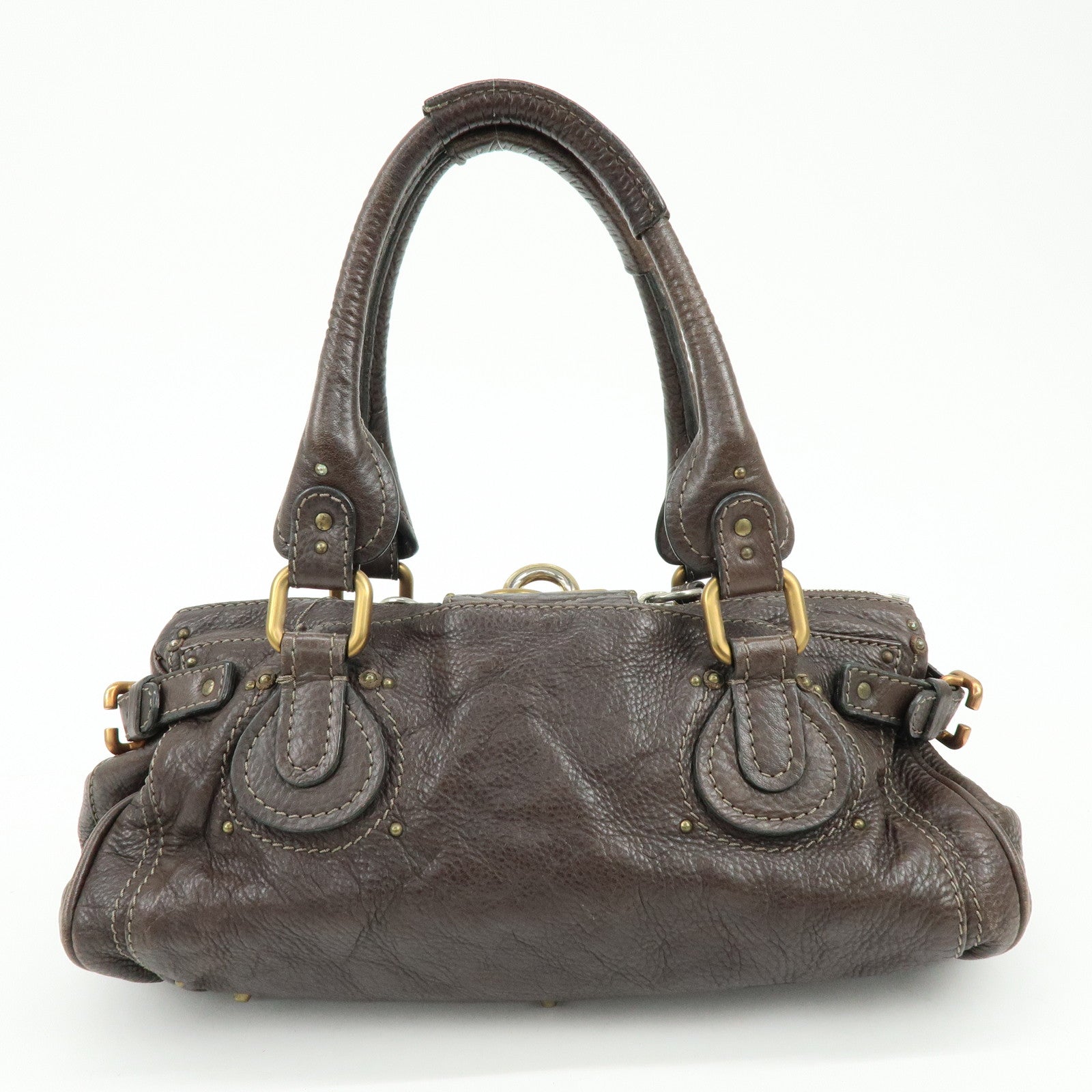 Chloe Paddington Leather Tote Bag Shoulder Bag Dark Brown