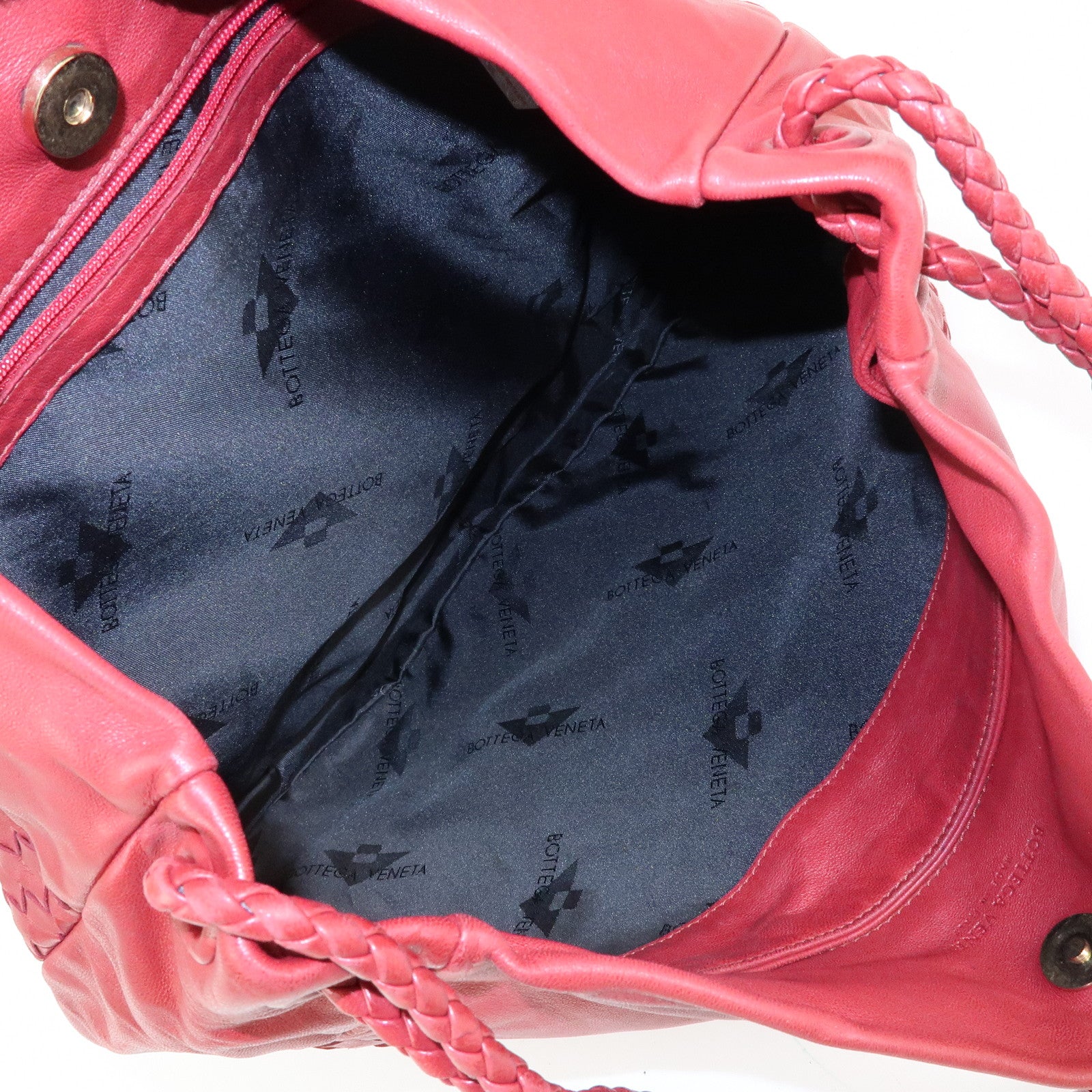 BOTTEGA VENETA Intrecciato Leather Shoulder Bag Red 132369