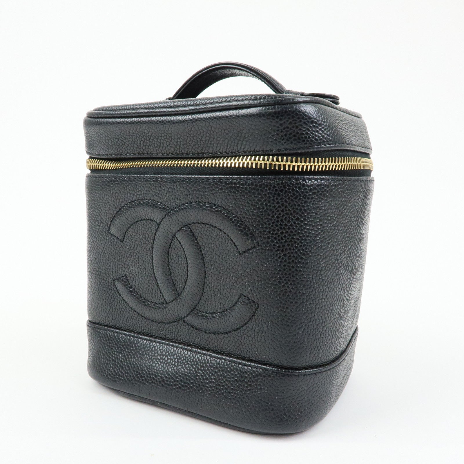 CHANEL COCO Mark Caviarskin Vanity Bag Hand Bag Black A01998
