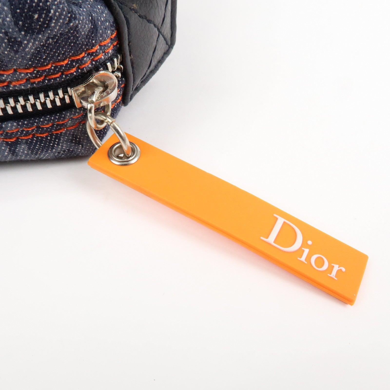 Christian Dior Denim Cosmetic Pouch Indigo Blue Orange