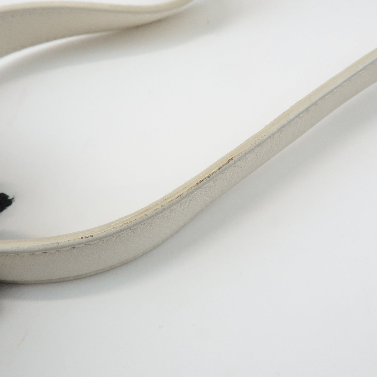 Ferragamo Gancini  Leather Shoulder Bag White Silver HDW Used