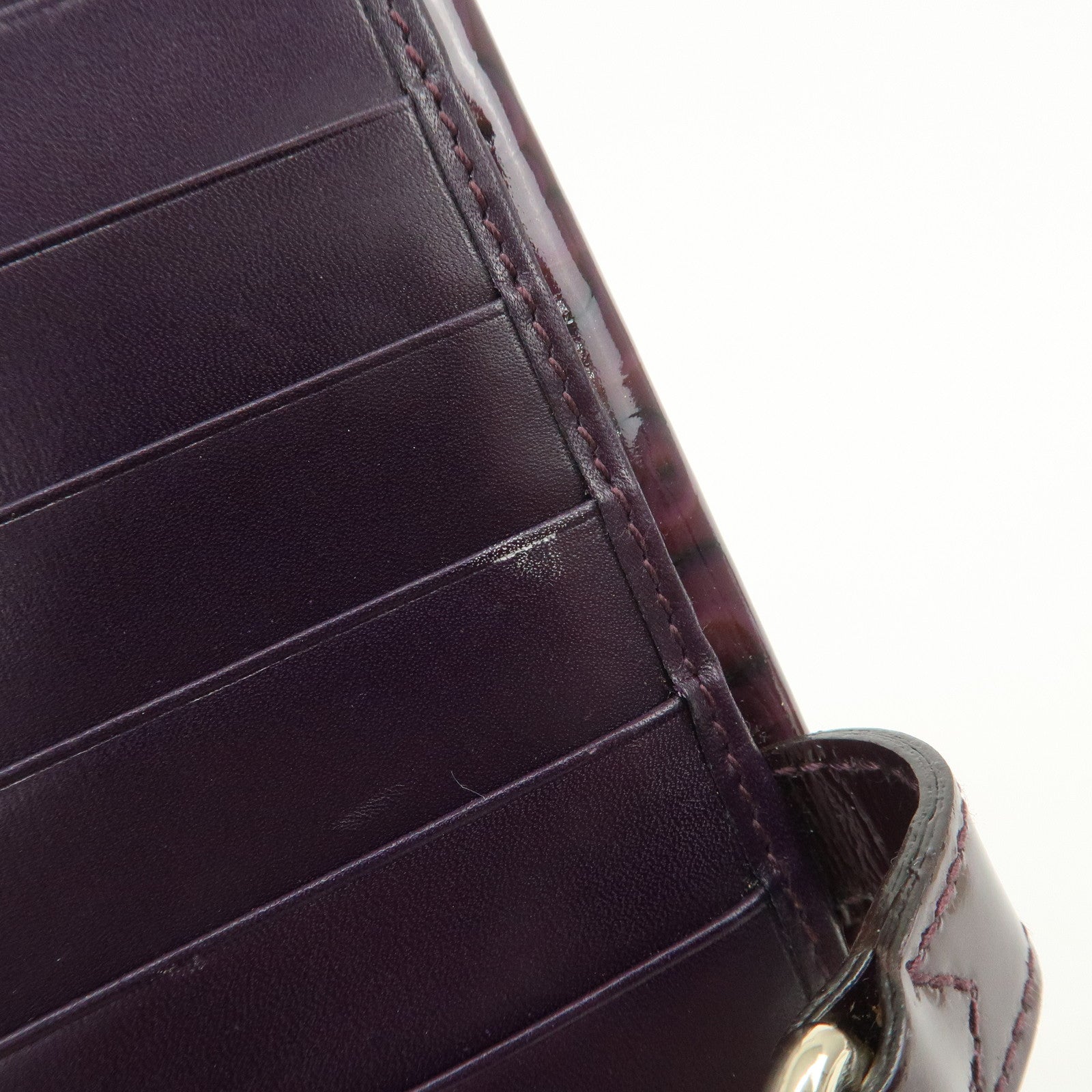 GUCCI New Jackie Logo Patent Leather Long Flap Wallet Purple 141430