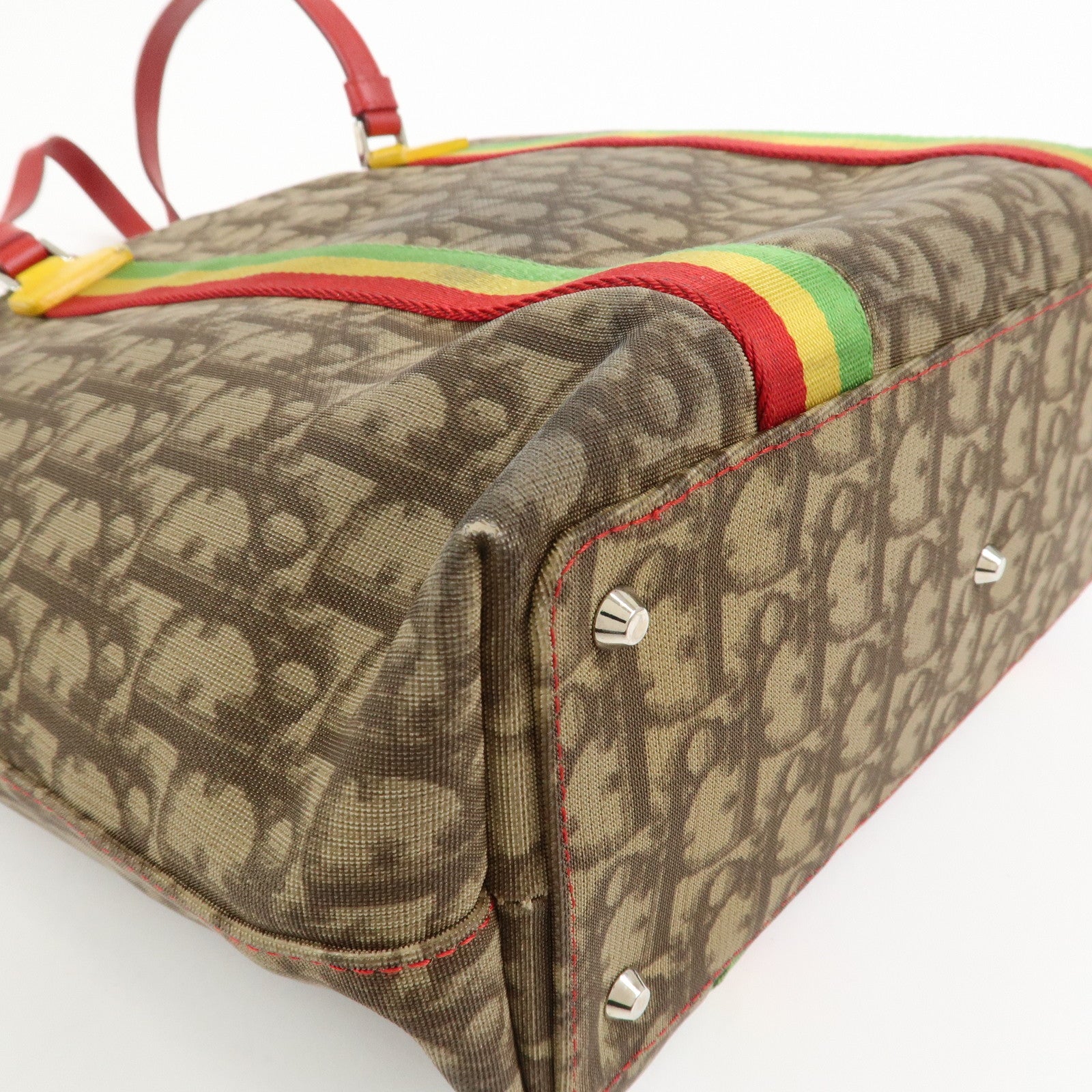 Christian Dior Rasta Trotter Canvas Leather Tote Bag Shoulder Bag