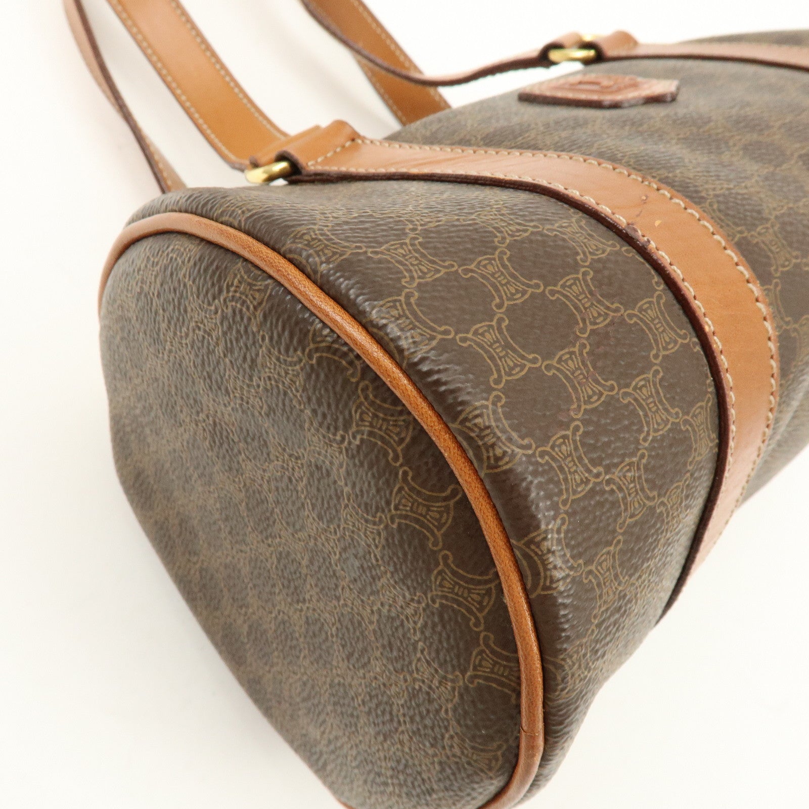 CELINE Macadam PVC Leather Shoulder Bag Hand Bag Brown