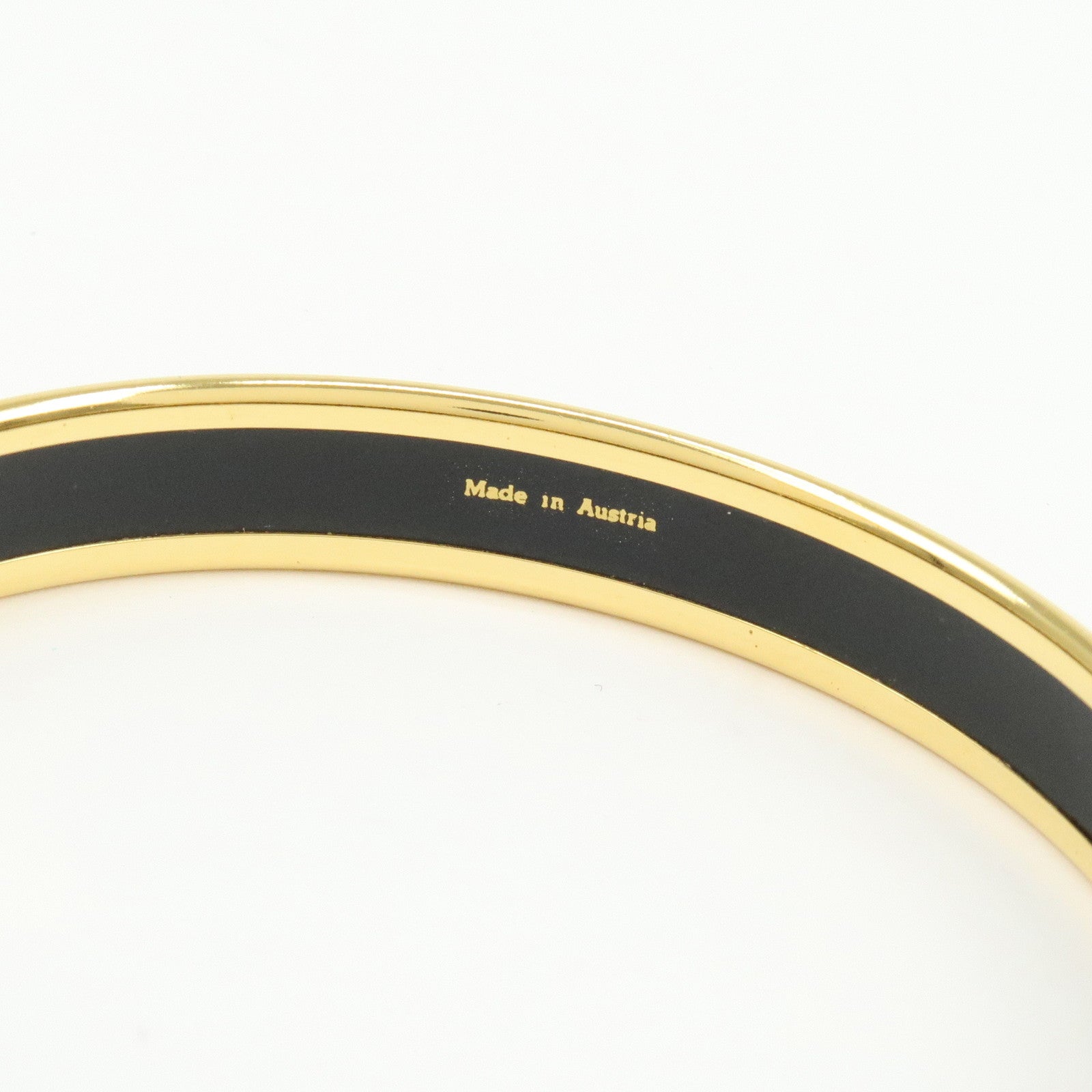 HERMES Email PM Bangle Gold Plated Bracelet Leopard Motif Orange