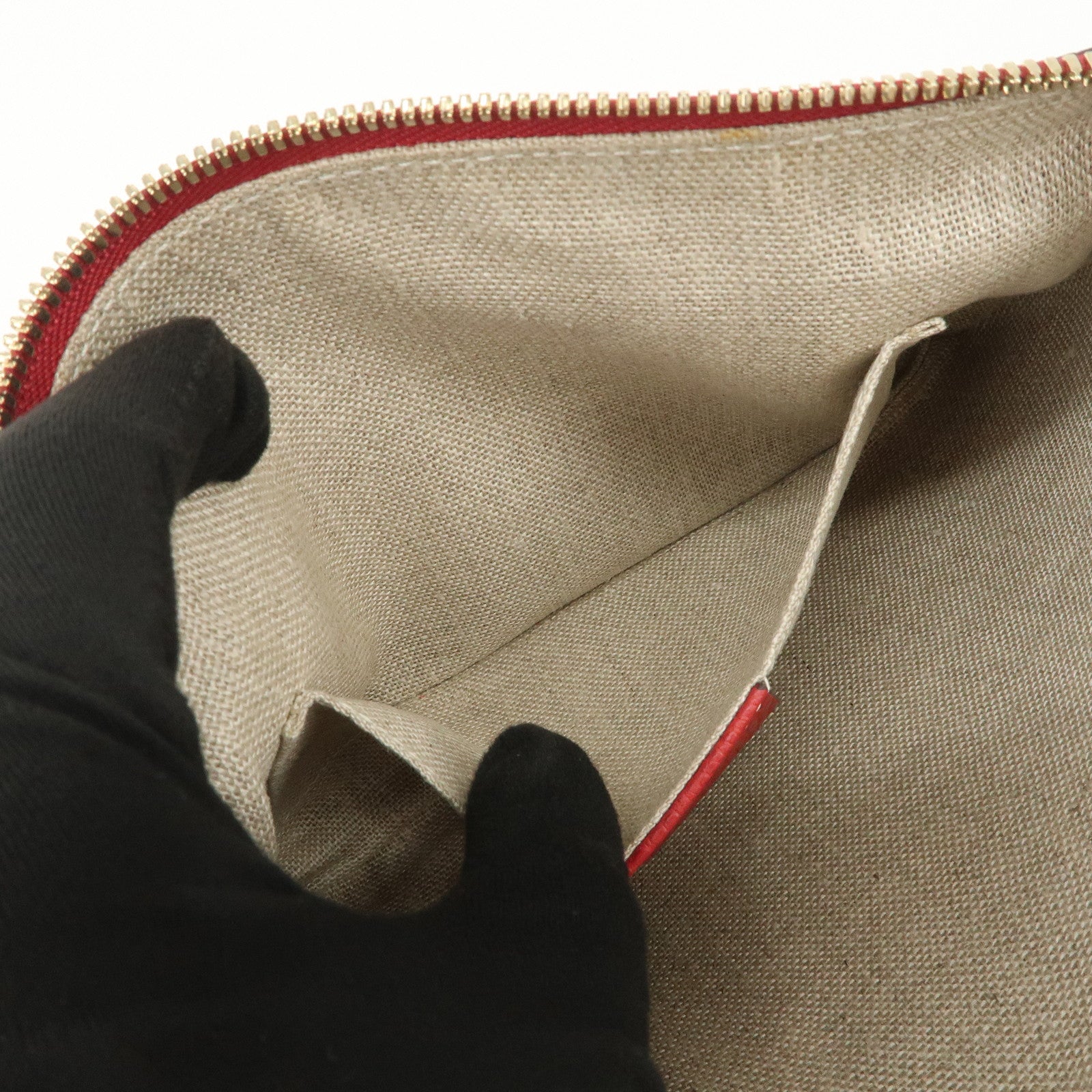 GUCCI Bamboo Leather Clutch Bag Pouch Red 449652