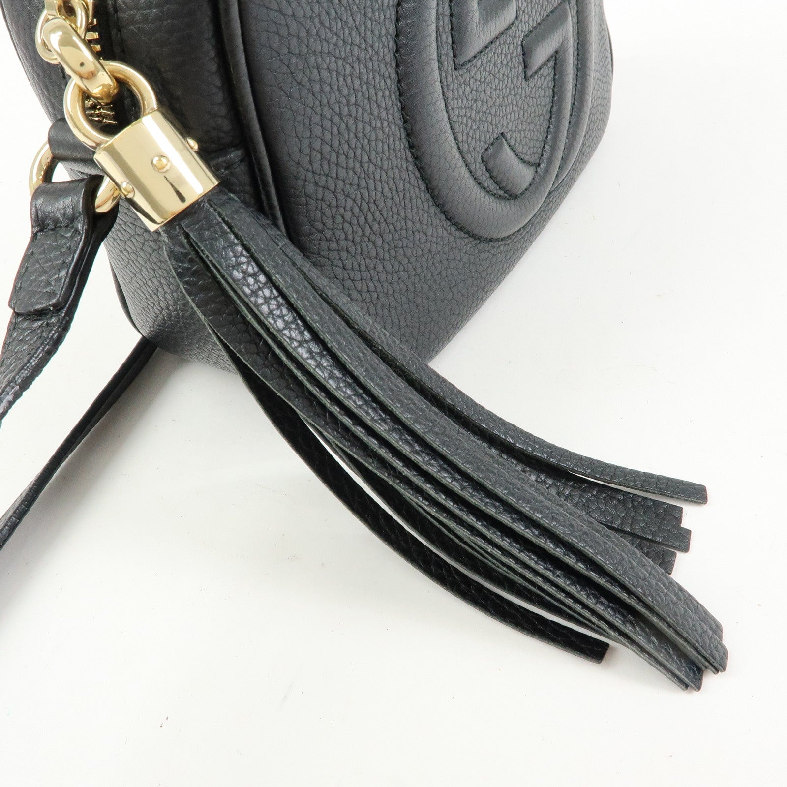 GUCCI SOHO Interlocking G Leather Shoulder Bag Black 308364
