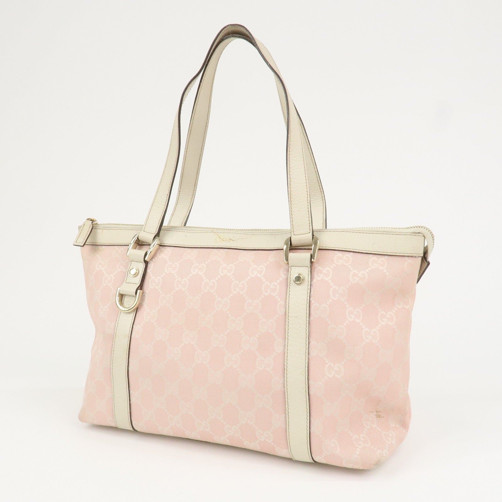 GUCCI Abbey GG Canvas Leather Tote Bag Shoulder Bag Pink 141470