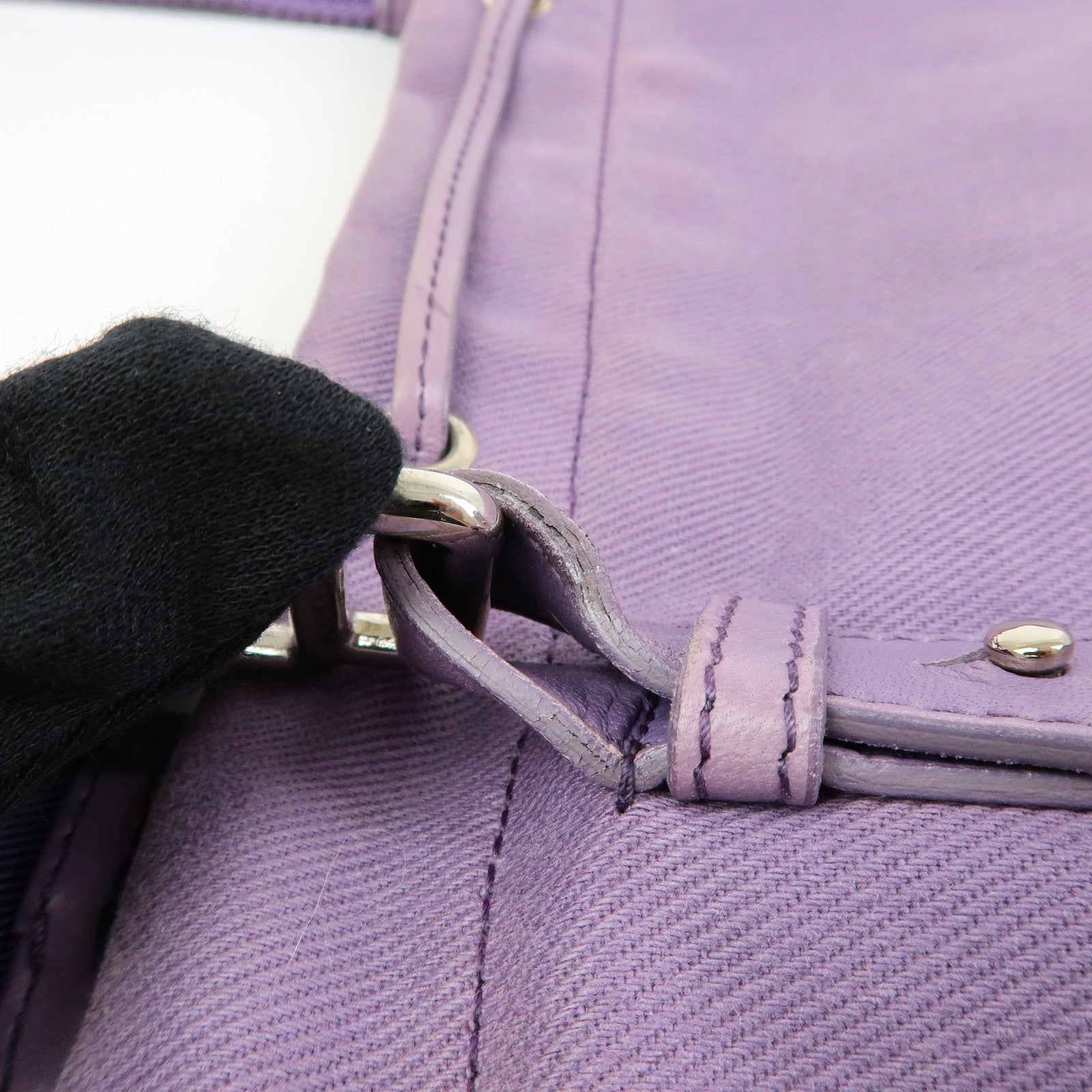 SAINT LAURENT PARIS Kahala Cassandra Canvas Tote Bag Purple 121631