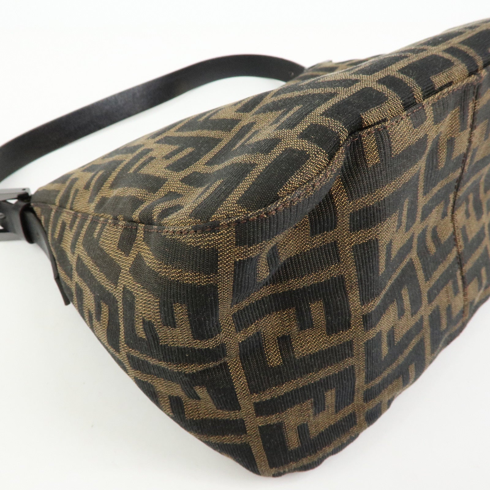 FENDI Zucca Mamma Baguette Canvas Leather Shoulder Bag 8BR004