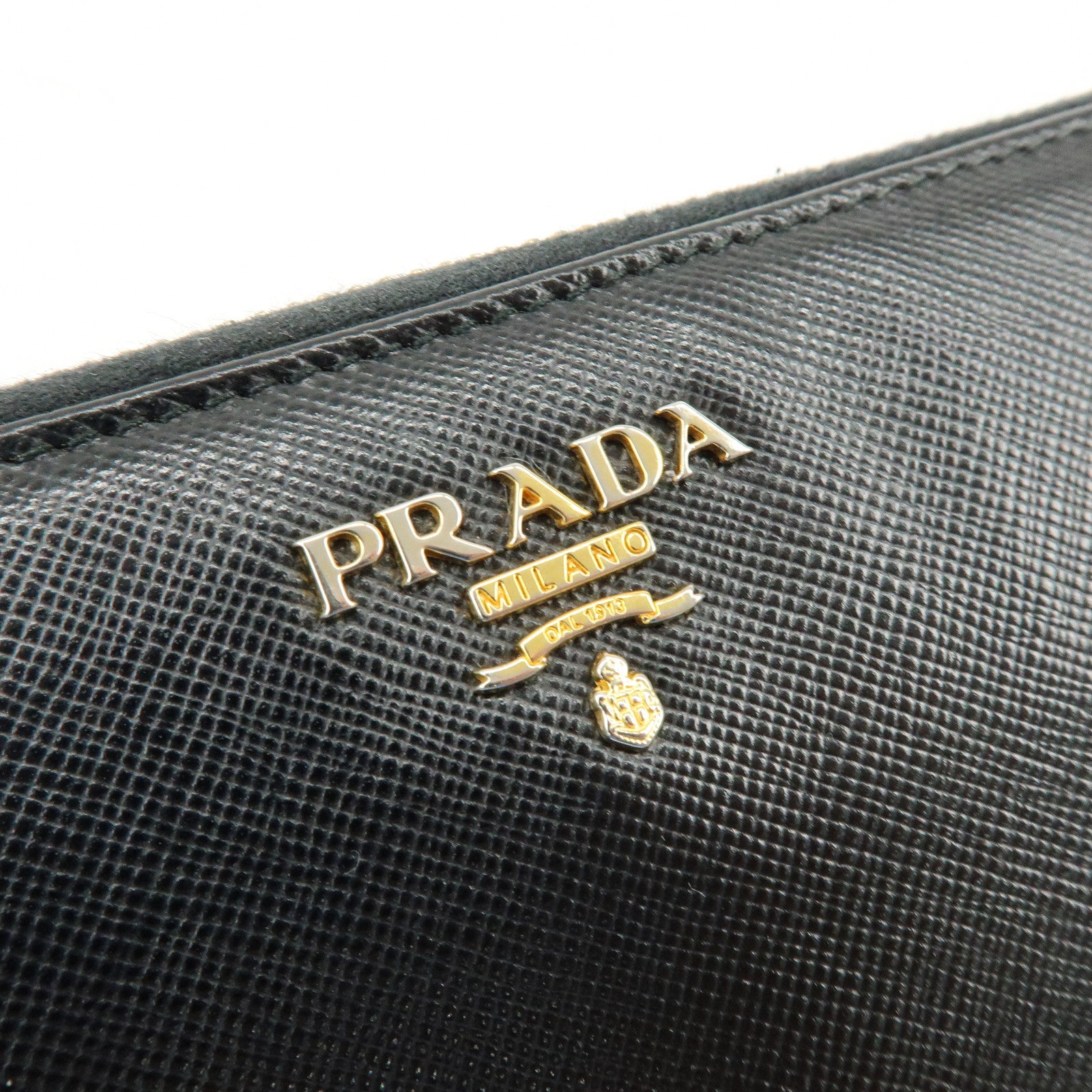 PRADA Saffiano Leather Round Zippy Long Wallet Black 1M0506