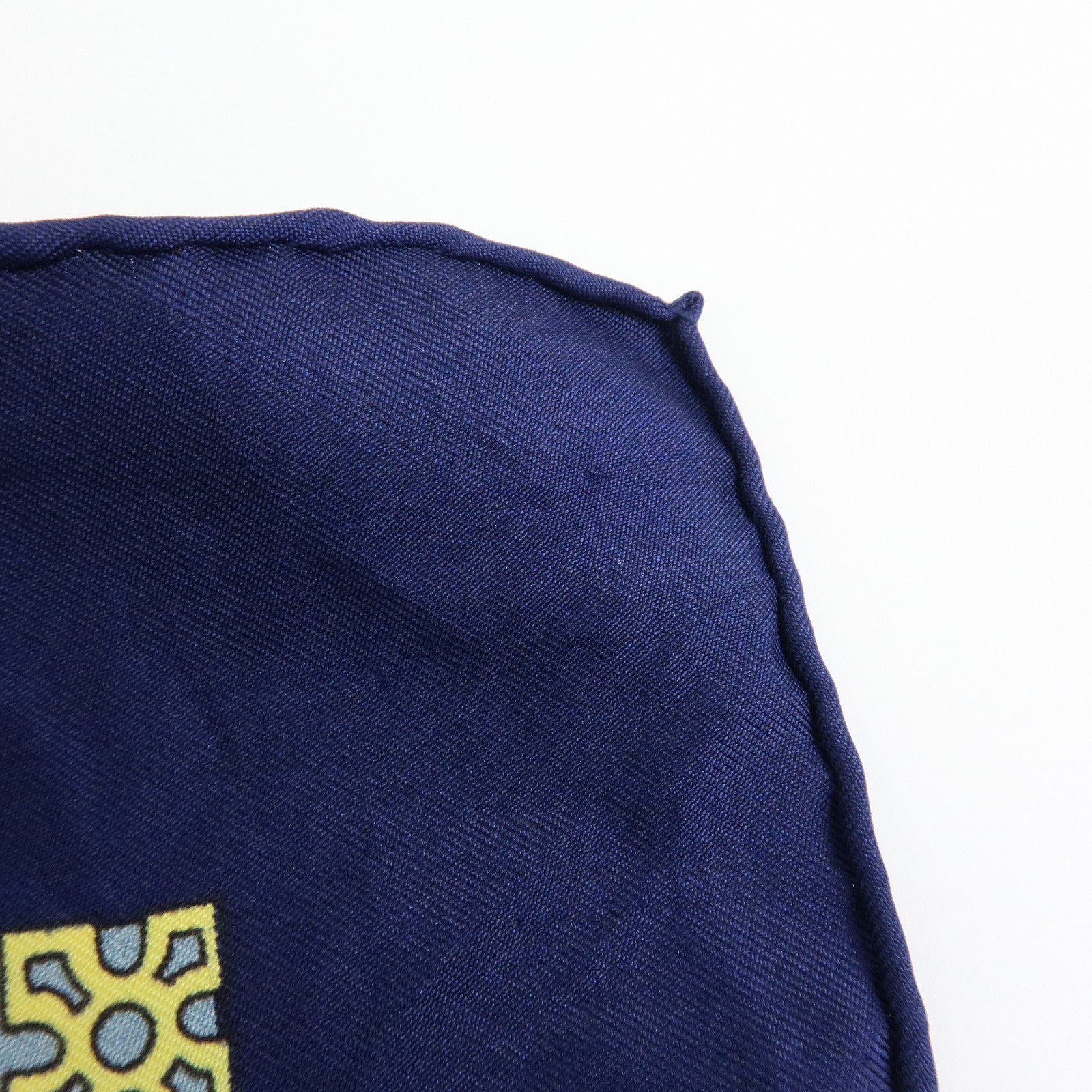 HERMES Carre 90 Silk 100% Scarf LES MUSEROLLES Navy Yellow