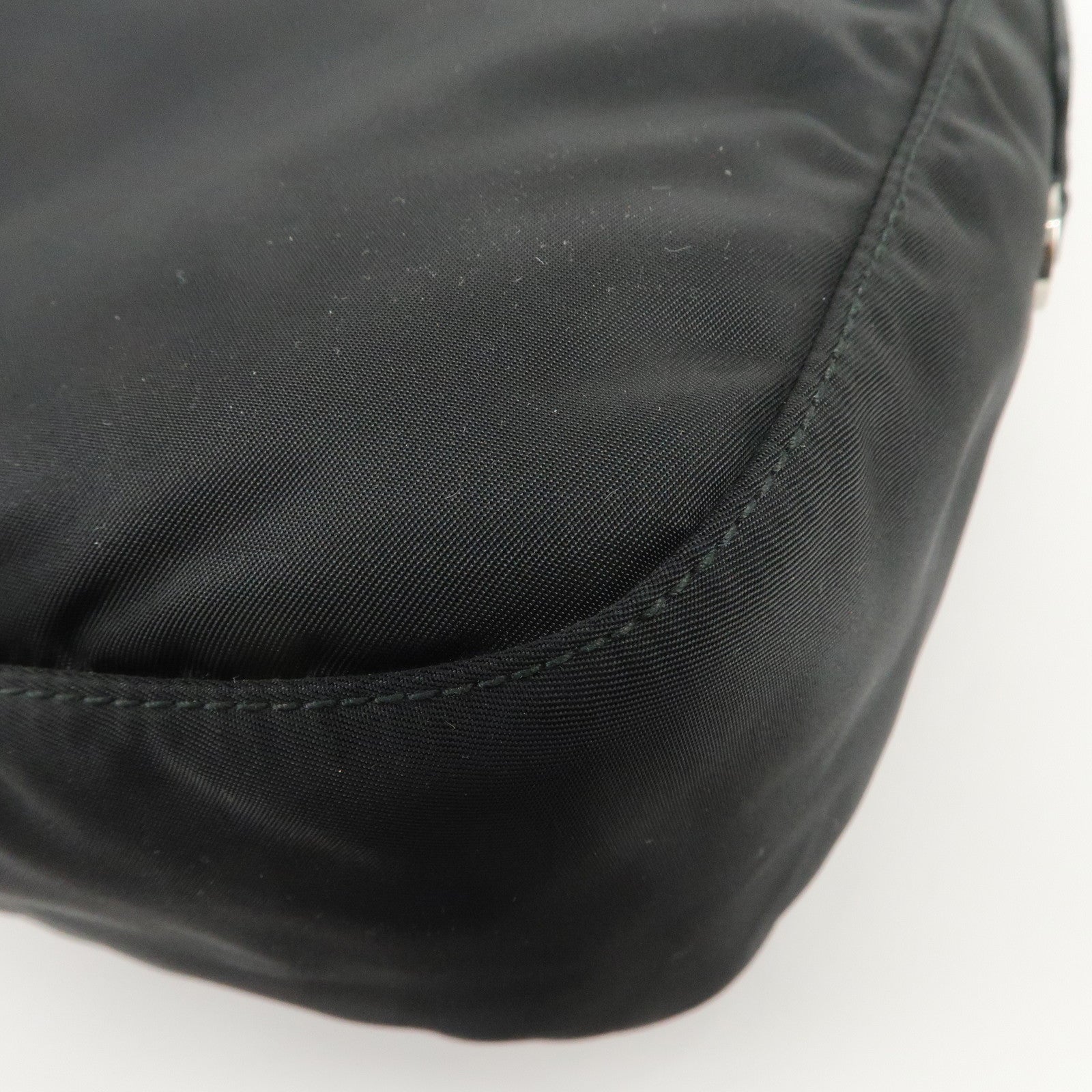 PRADA Triangle Logo Nylon Saffiano Leather Shoulder Bag Black