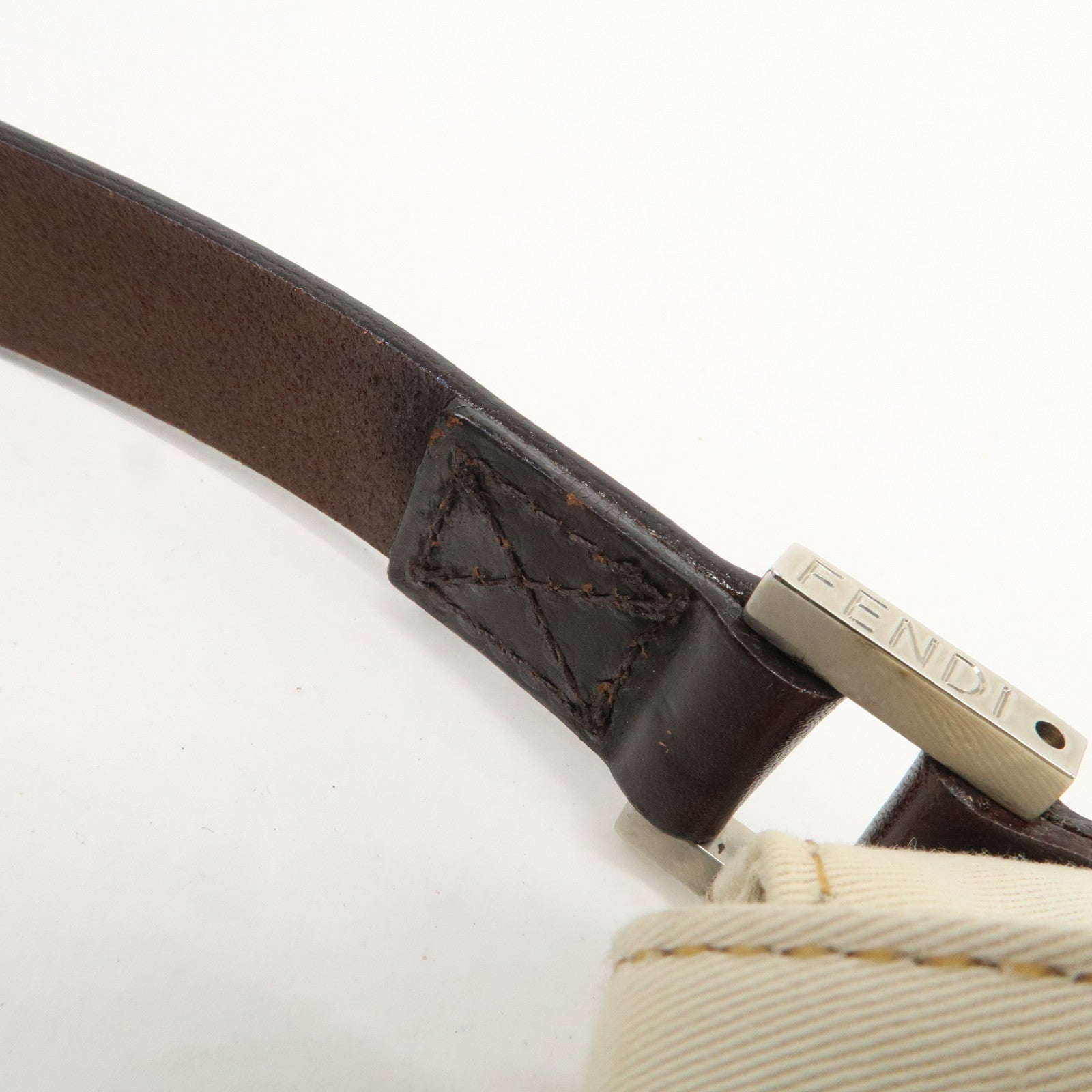 FENDI Canvas Shoulder Bag Hand Bag Ivory Silver Hardware