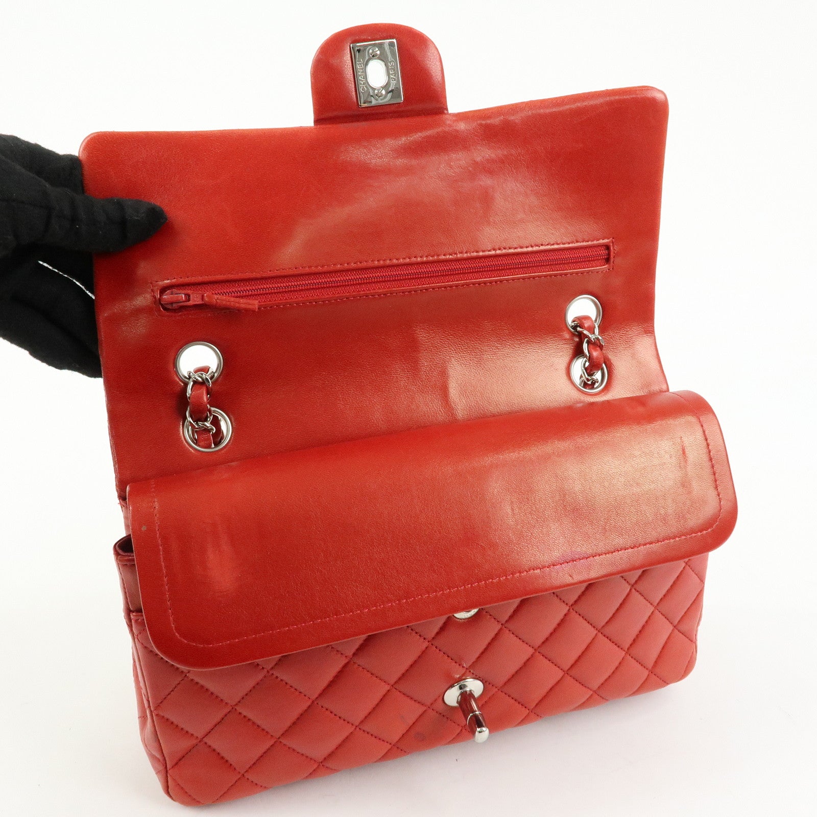 CHANEL COCO Mark Matelasse 25 Double Flap Chain Shoulder Bag A01112