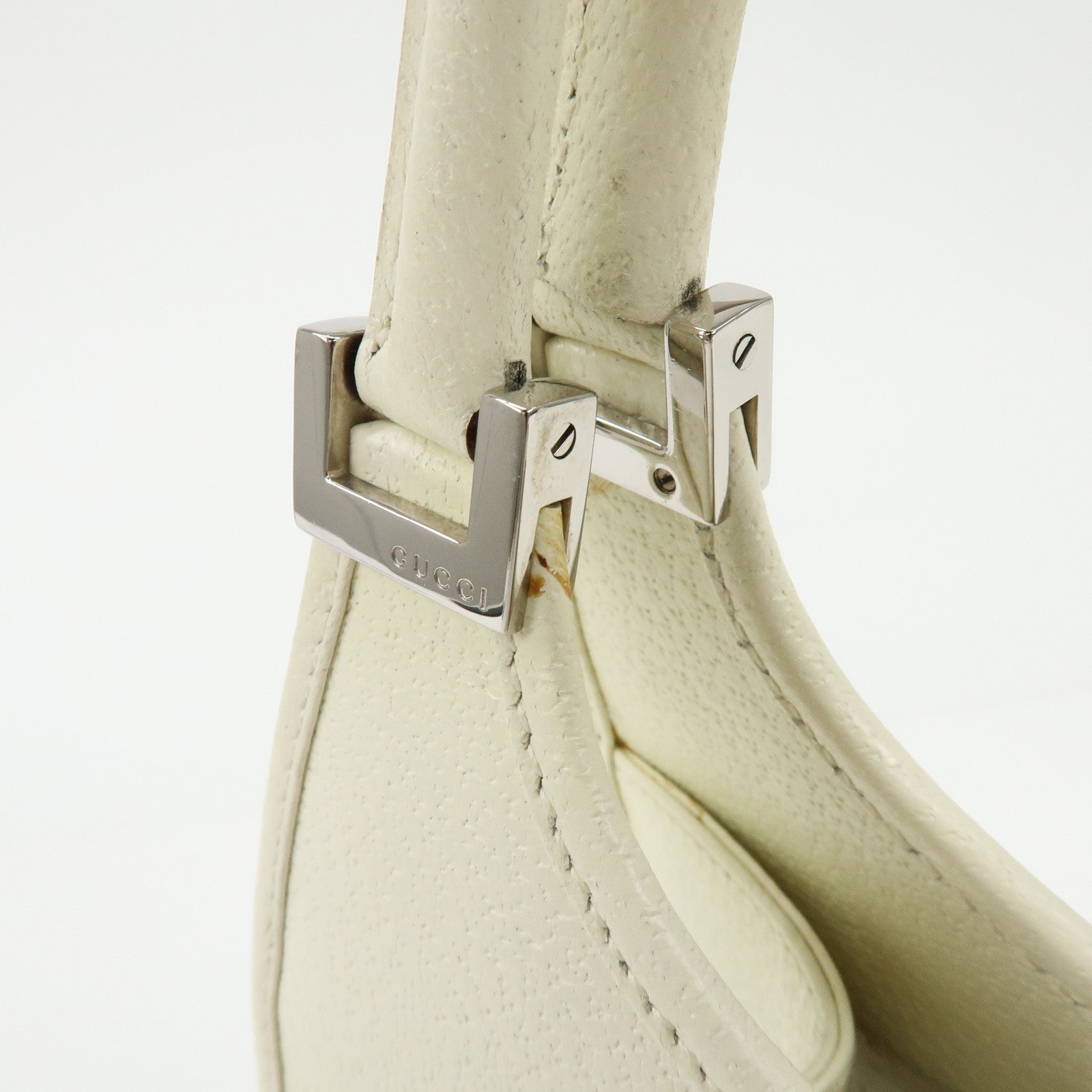 GUCCI Jackie GG Leather Shoulder Bag Hand Bag White 002.1068