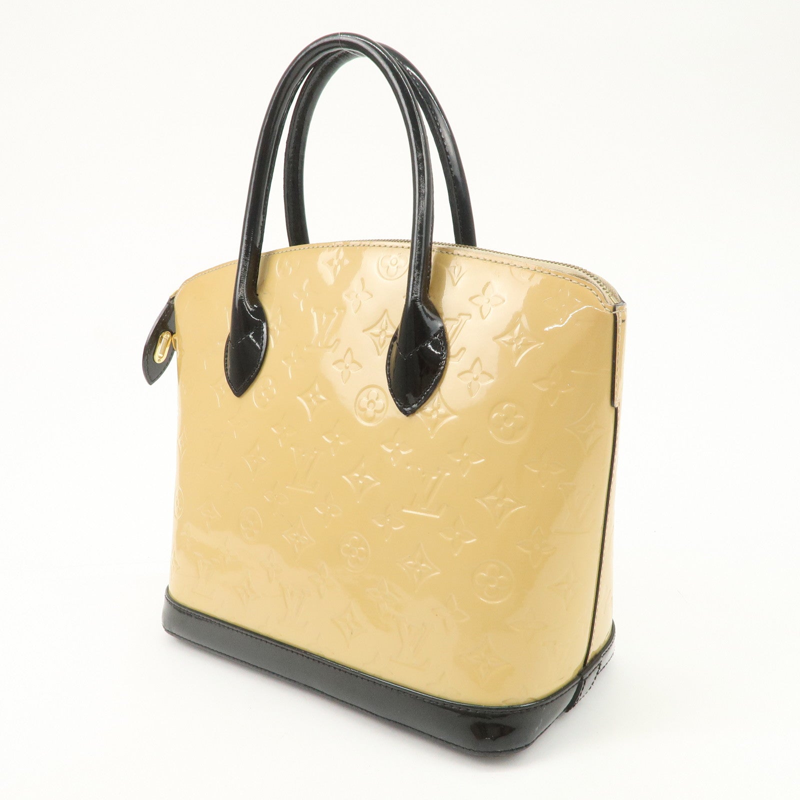 Louis Vuitton Monogram Verni Lockit PM Hand Bag Dune M90251 Used
