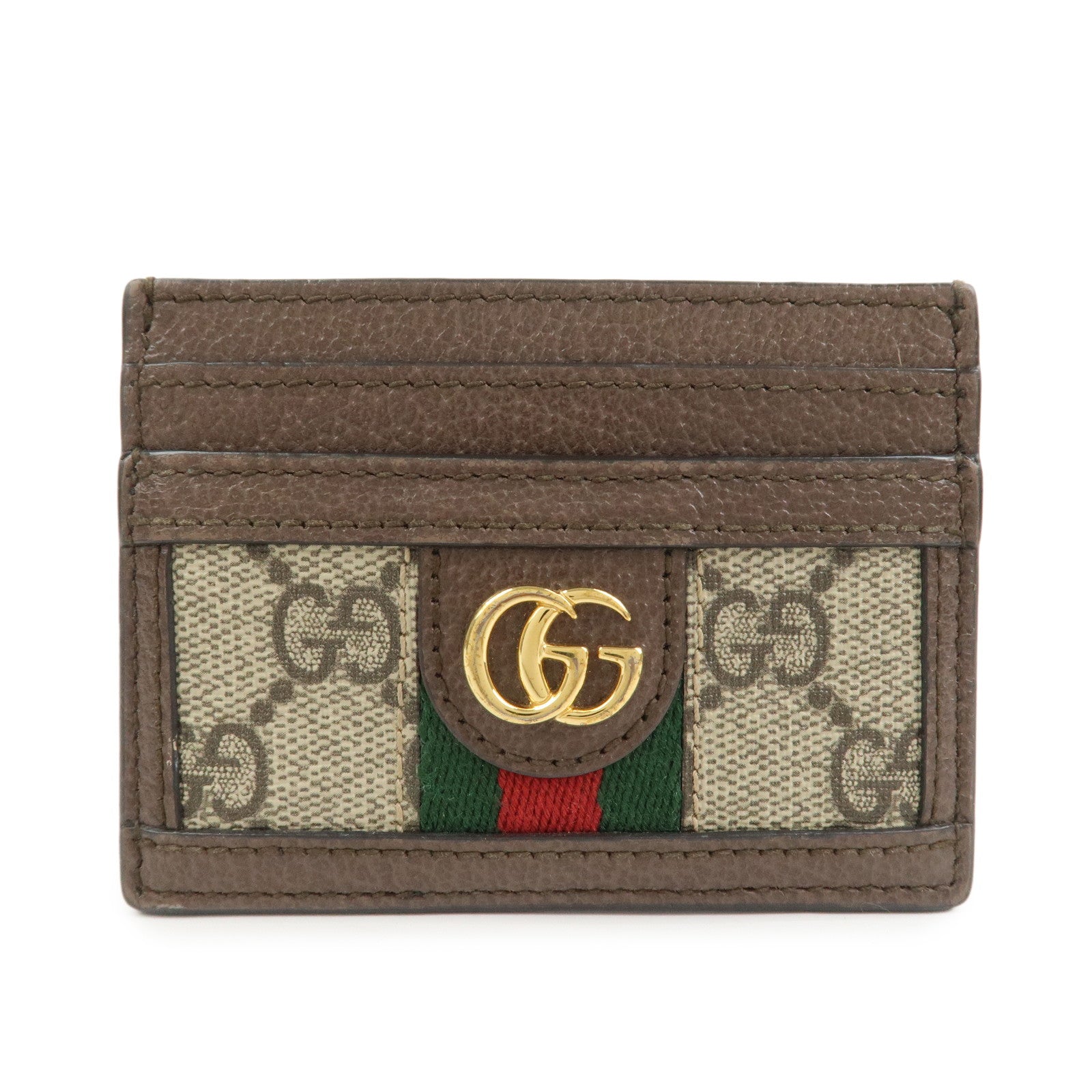 GUCCI Ophidia GG Supreme Leather Card Case Card Holder Brown 523159