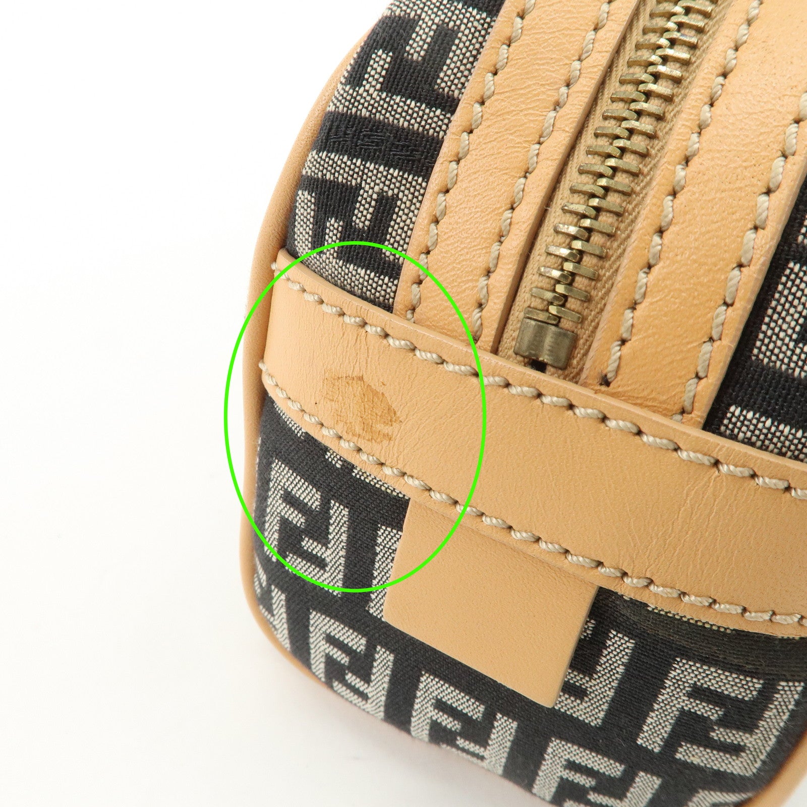 FENDI Zucchino Canvas Leather Mini Boston Bag Hand Bag Black 8BL007