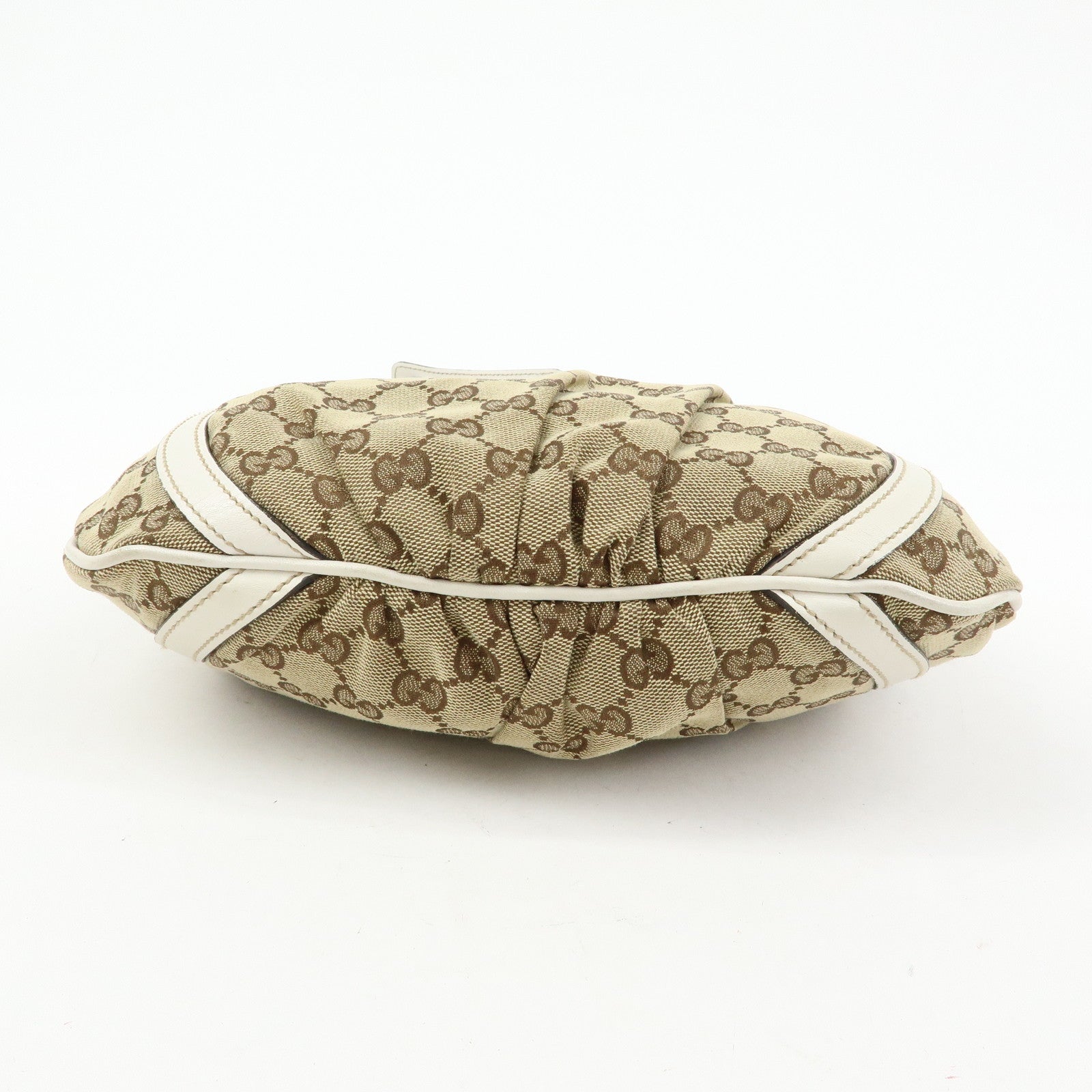 GUCCI Abbey GG Canvas Leather Shoulder Bag Beige White 203257