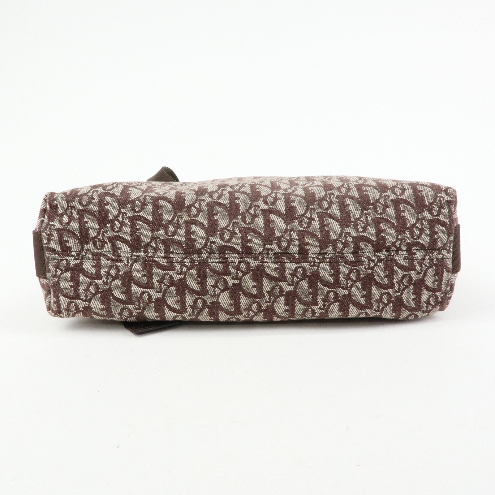Christian Dior Trotter Jacquard Leather Shoulder Bag Brown